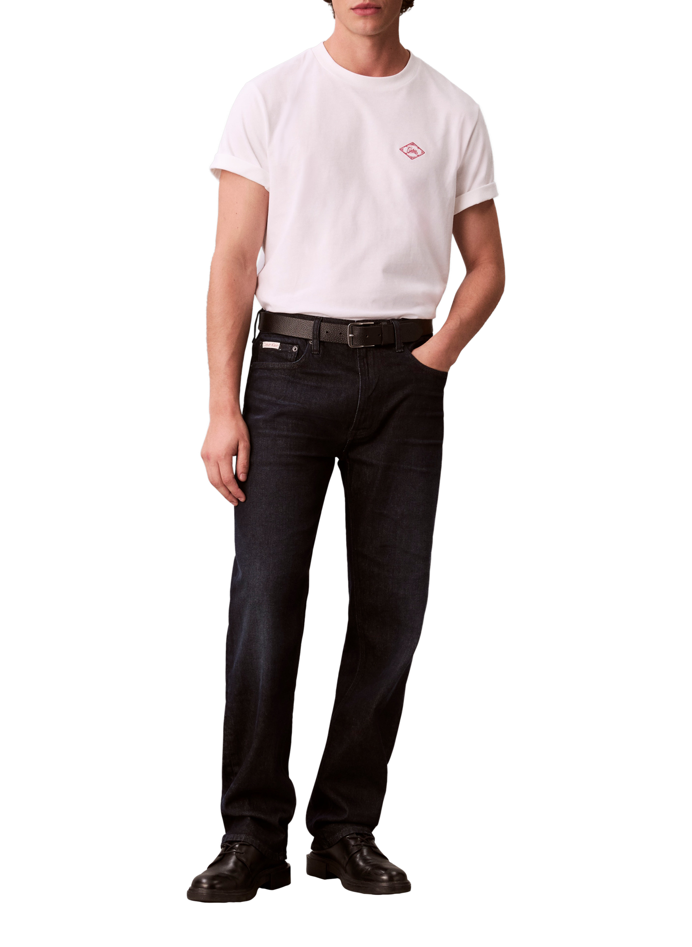 Jean droit en coton mélangé CALVIN KLEIN Noir