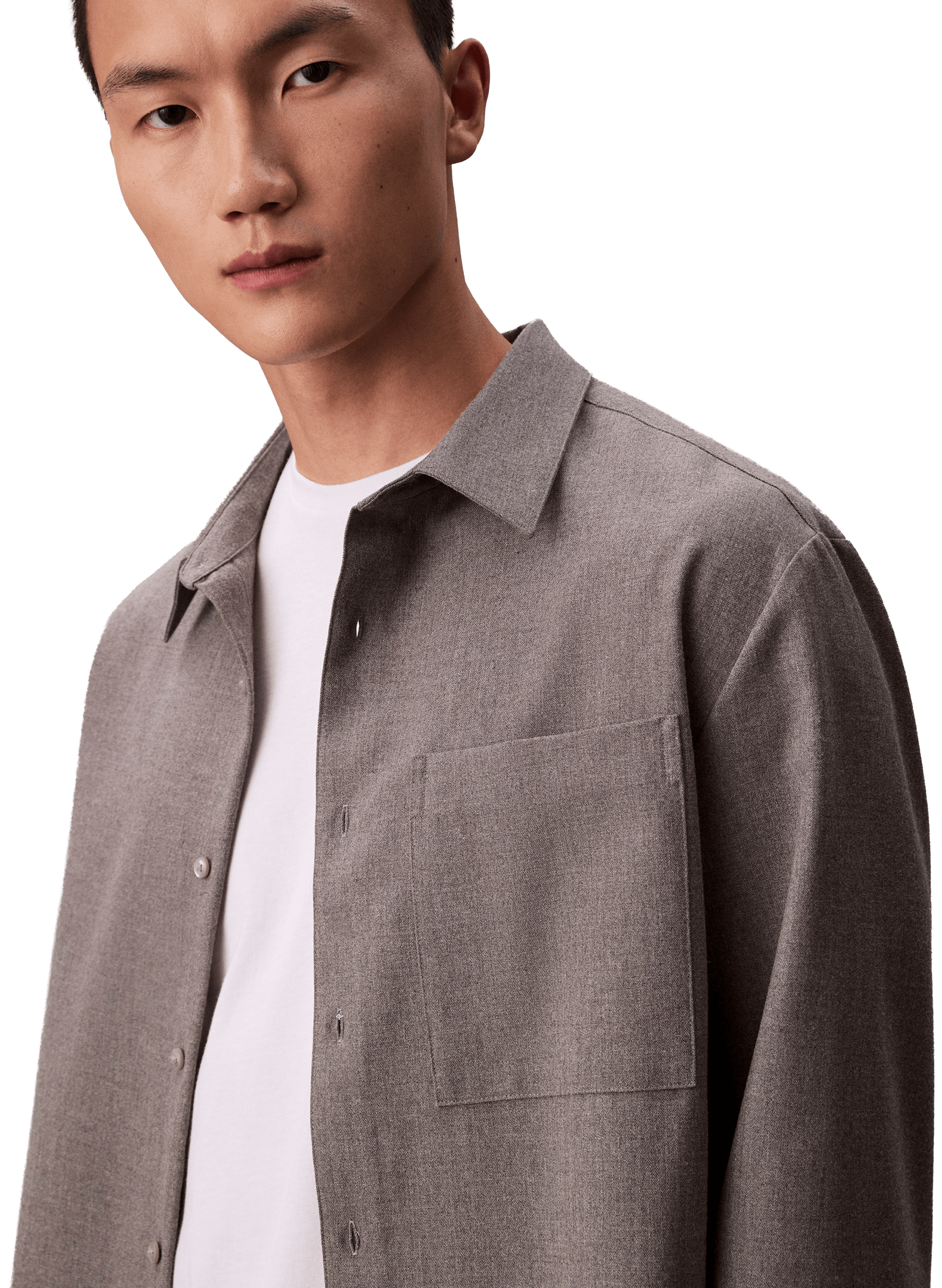 Straight shirt in blended wool CALVIN KLEIN Grey