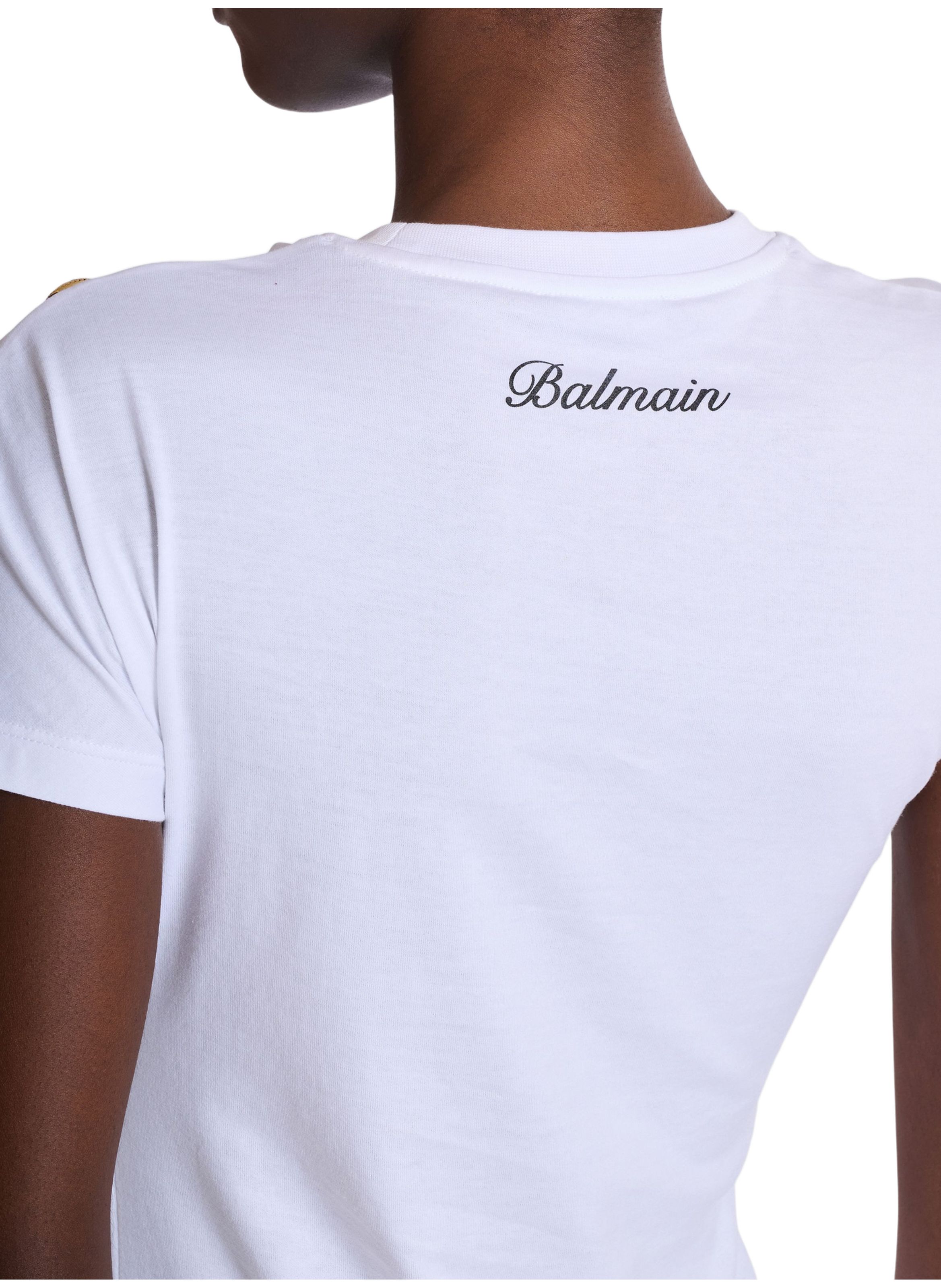 T-shirt à manches courtes drapé en jersey BALMAIN Blanc