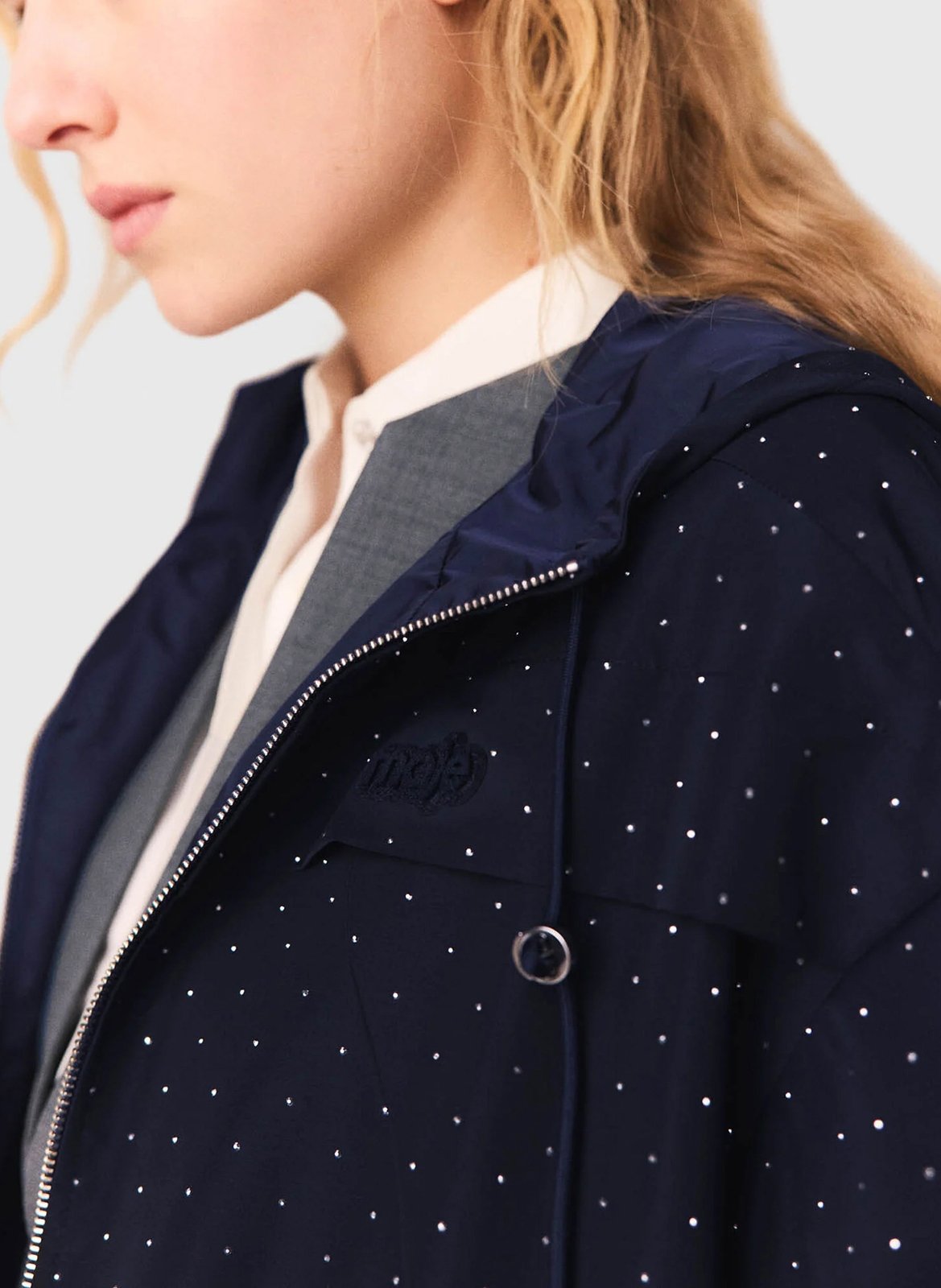 Coupe-vent droit col montant à strass MAJE Bleu