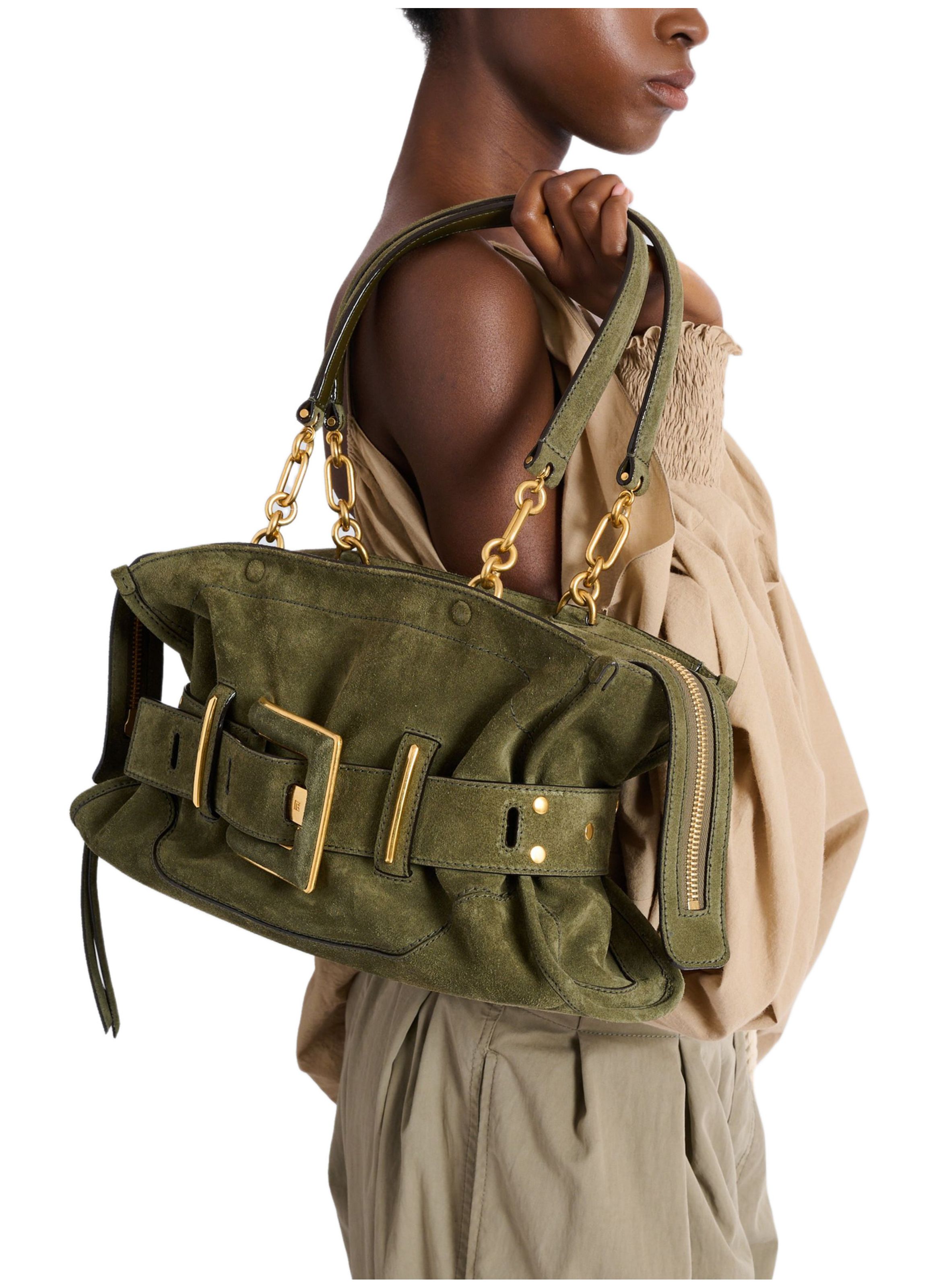 Sac anthem en cuir suédé BALMAIN Vert