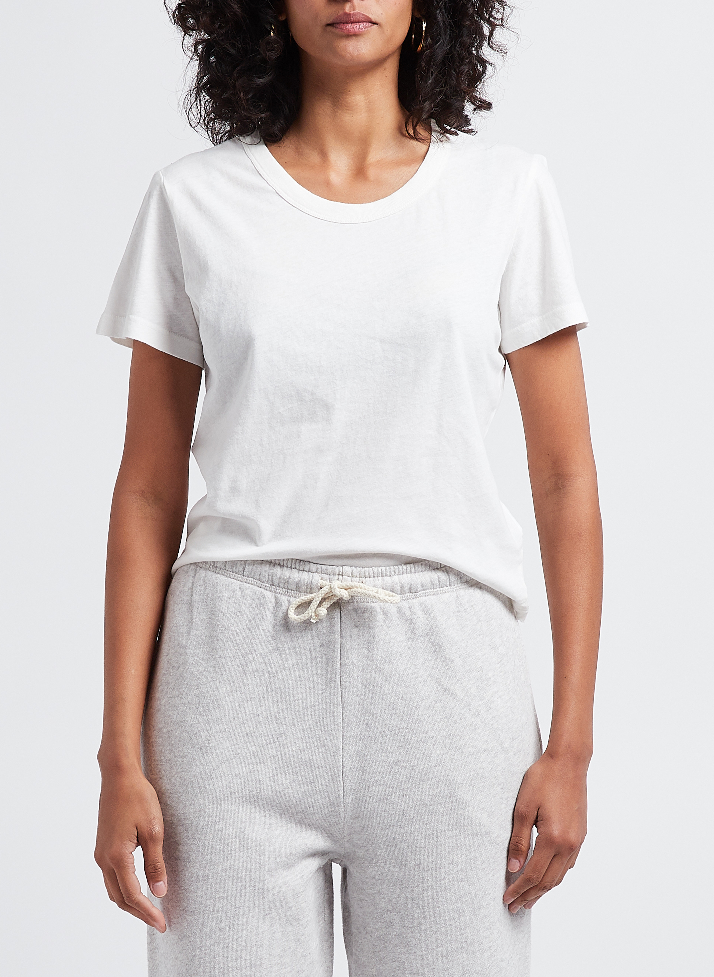 Tee-shirt court col rond en coton gamipy AMERICAN VINTAGE Blanc