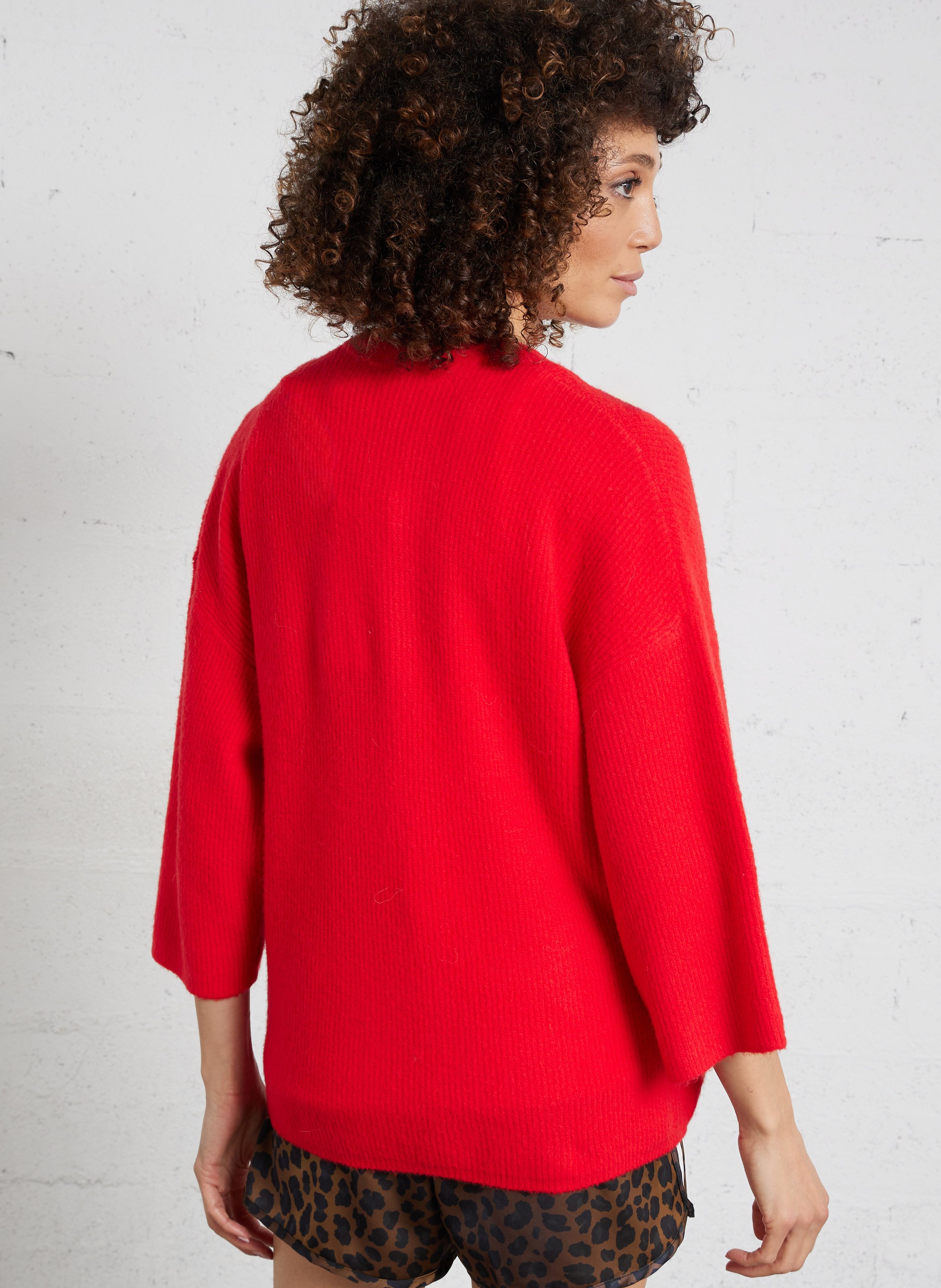 Gilet oversize col rond en maille damsville AMERICAN VINTAGE Rouge