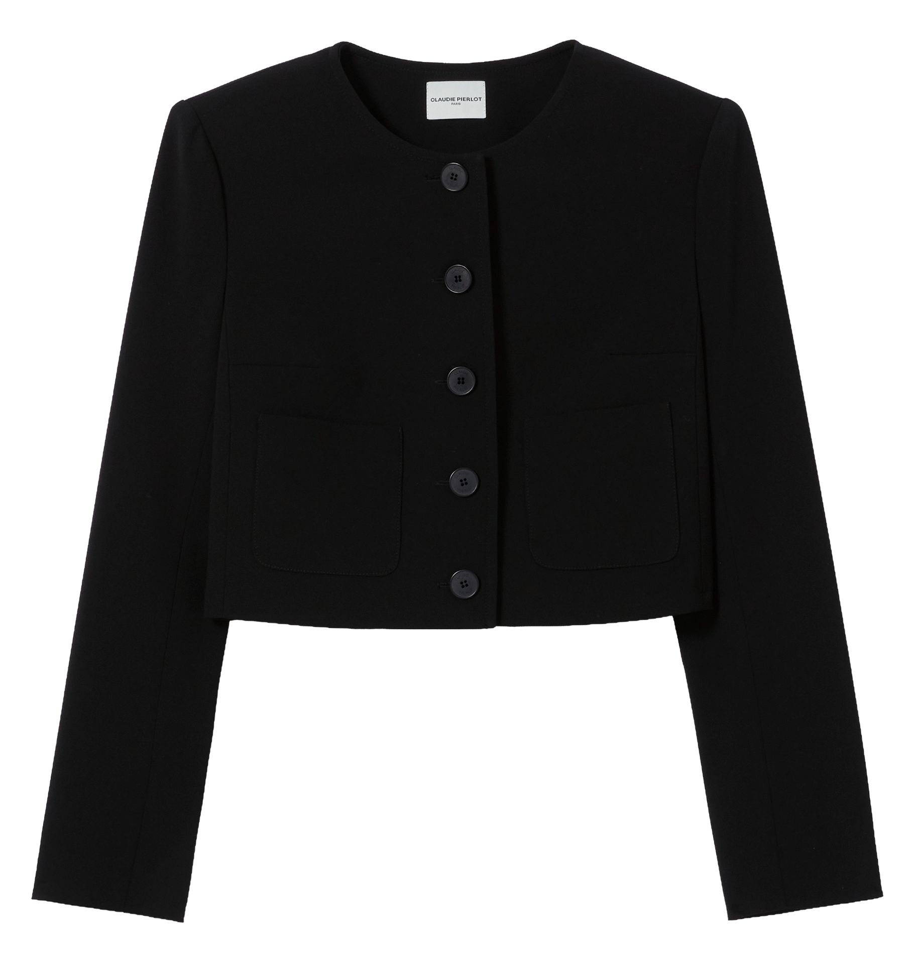 Veste boutonnée col rond unie CLAUDIE PIERLOT Noir