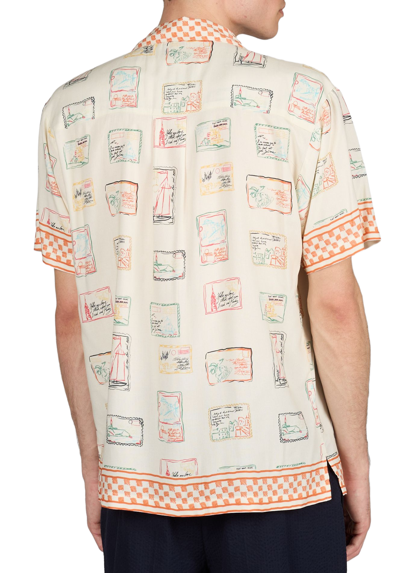 Chemise imprimé Money Postcard à col à revers MAISON LABICHE Beige