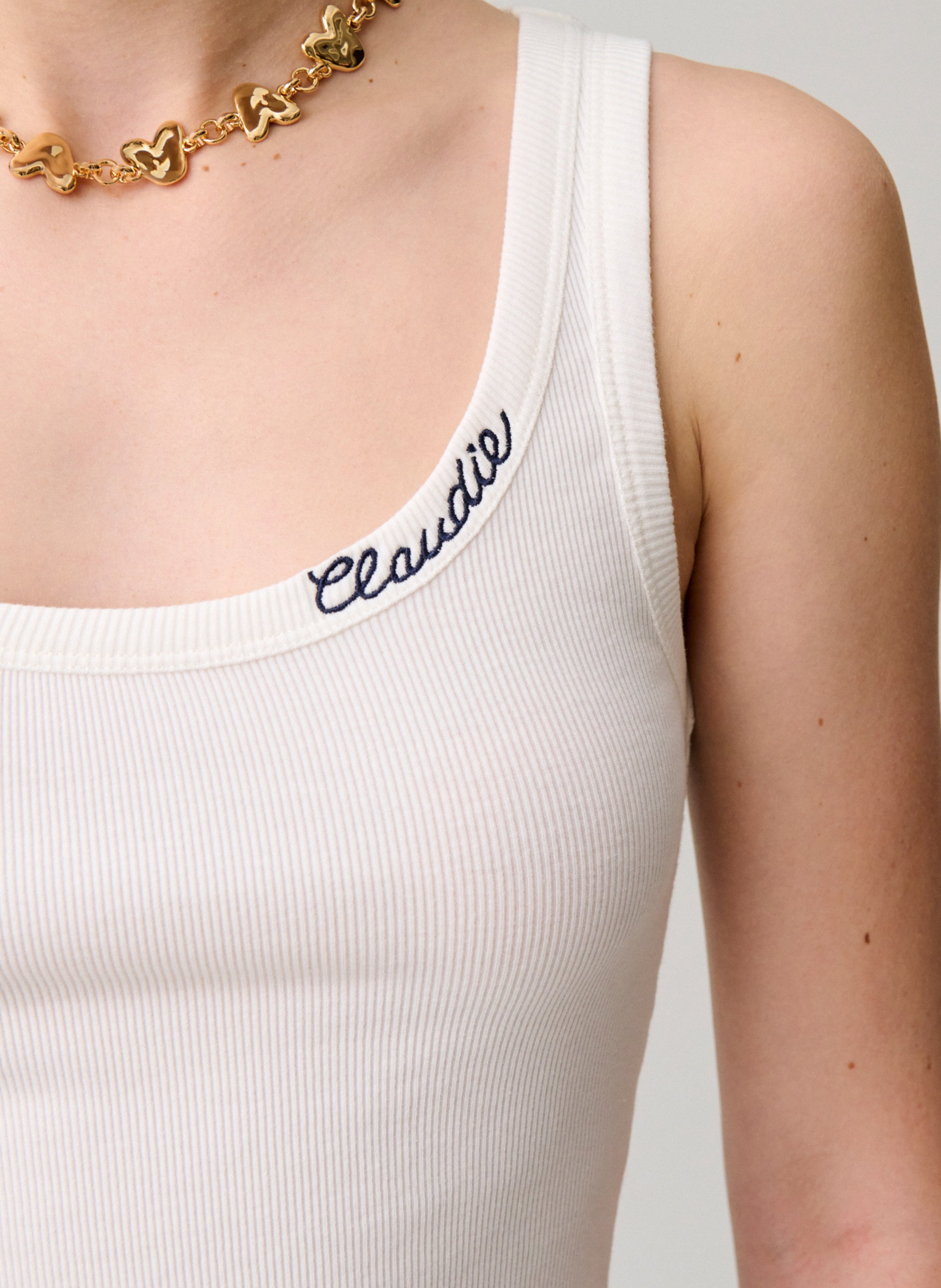 Débardeur col rond en coton mélangé CLAUDIE PIERLOT Beige