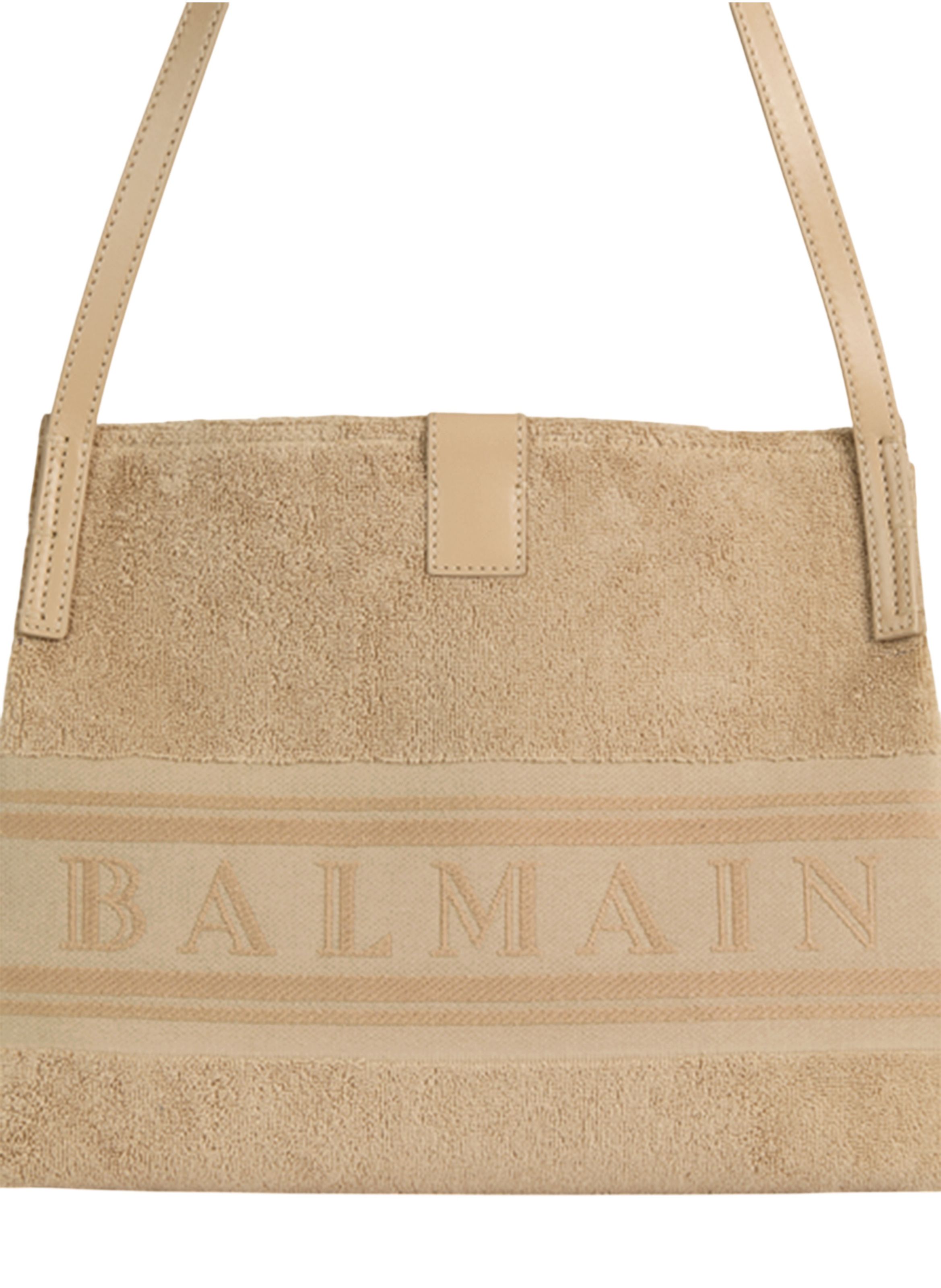 Sac cabas release small en coton bouclette BALMAIN Beige
