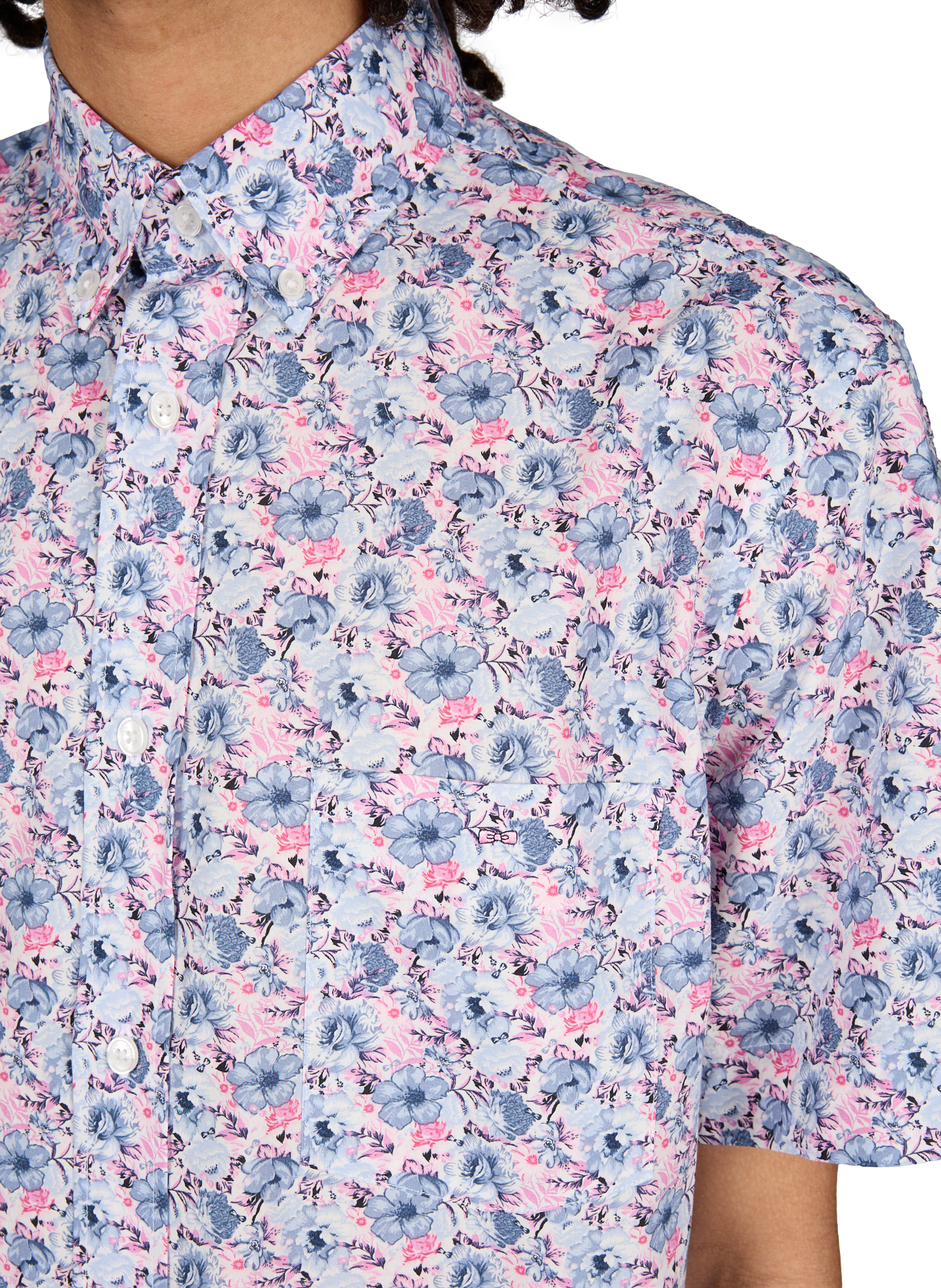 Chemise manches courtes à fleurs en coton EDEN PARK Rose