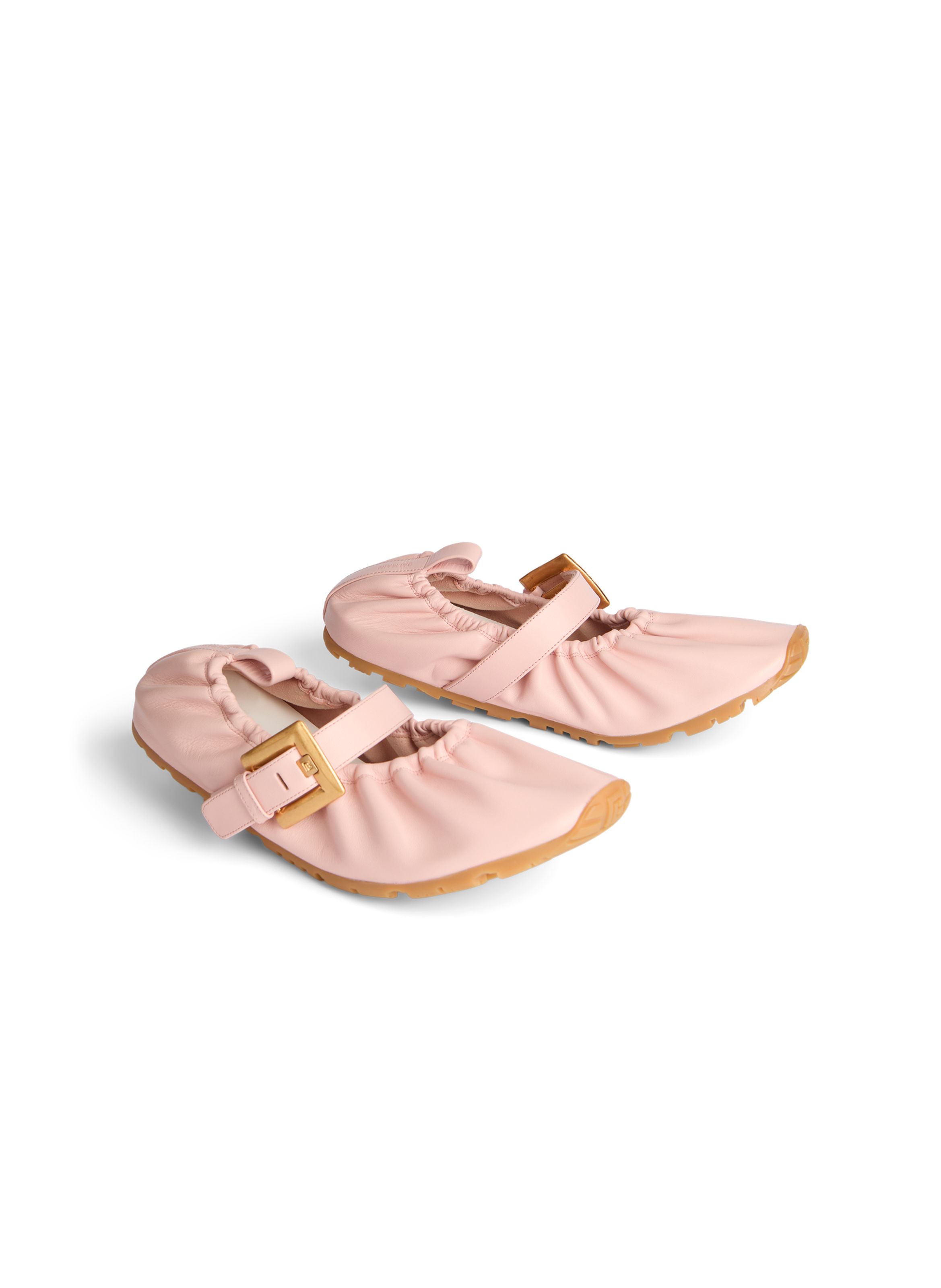 Ballerines anthem en cuir lisse BALMAIN Rose