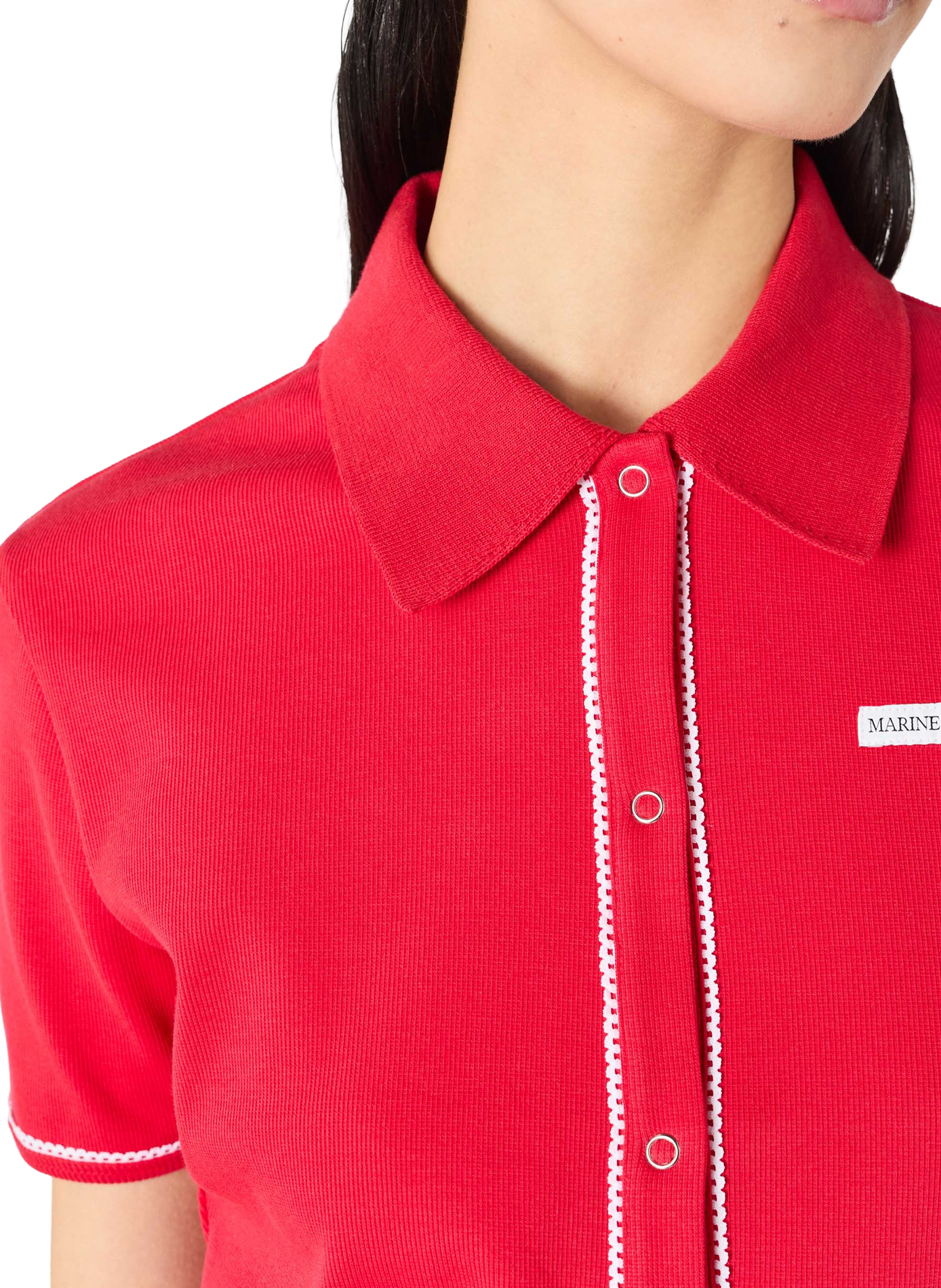 Polo en jersey côtelé léger en coton biologique MARINE SERRE Rouge