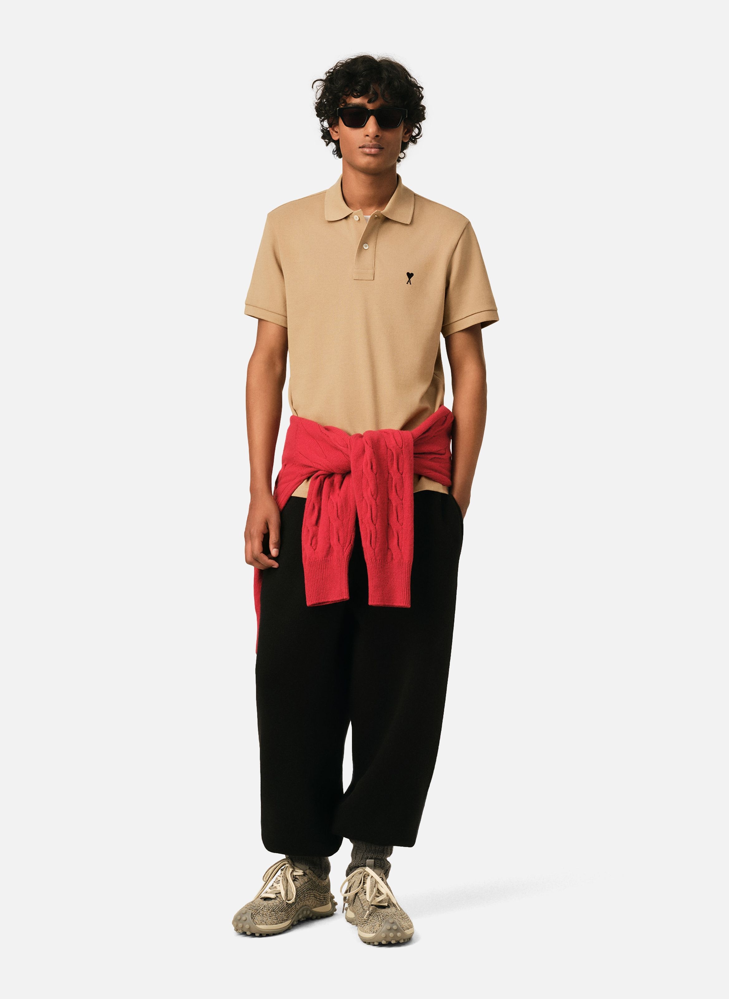 Polo manches courtes ami de coeur en coton AMI PARIS Beige