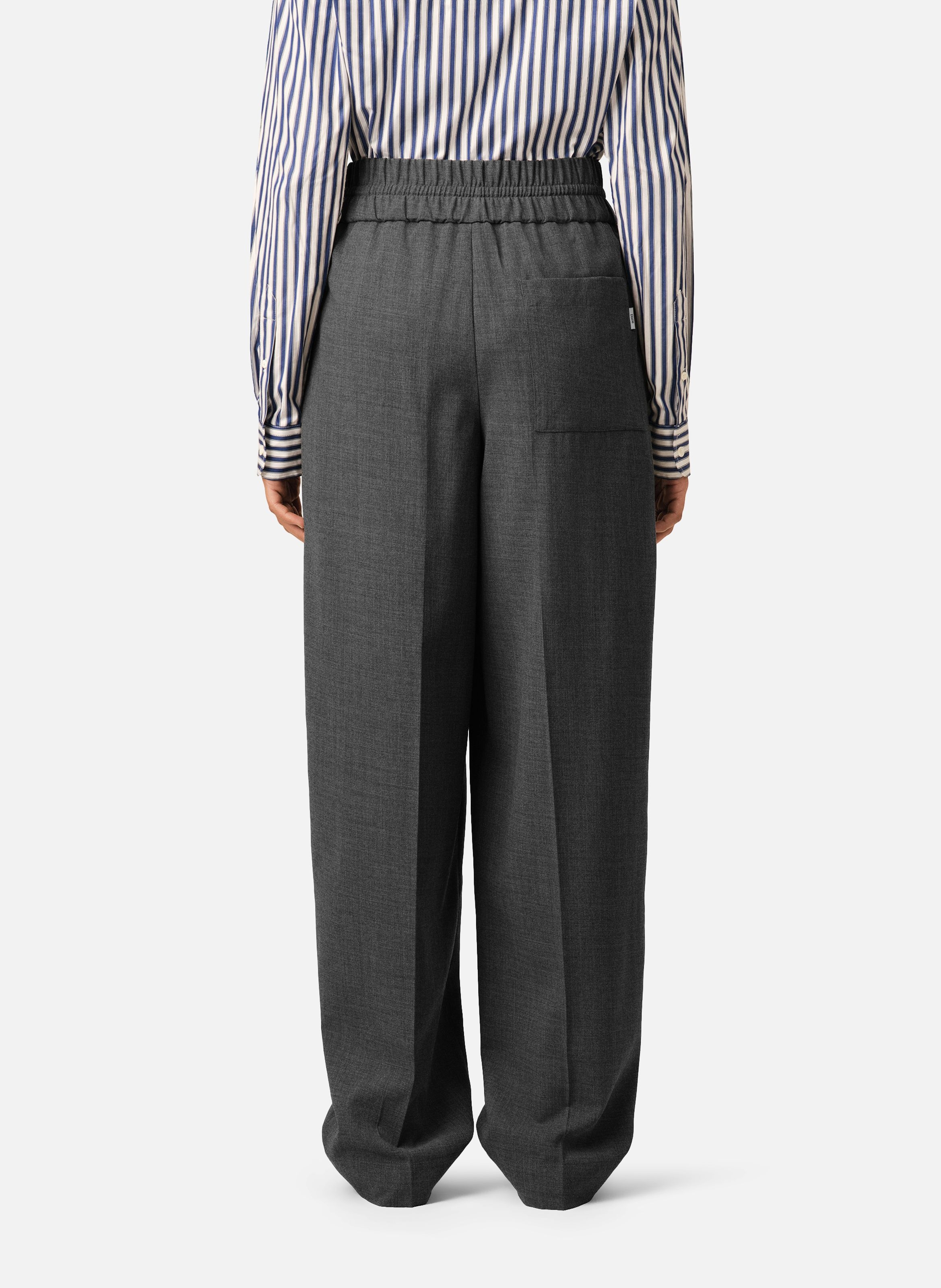Pantalon unisexe en laine taille élastiquée AMI PARIS Gris
