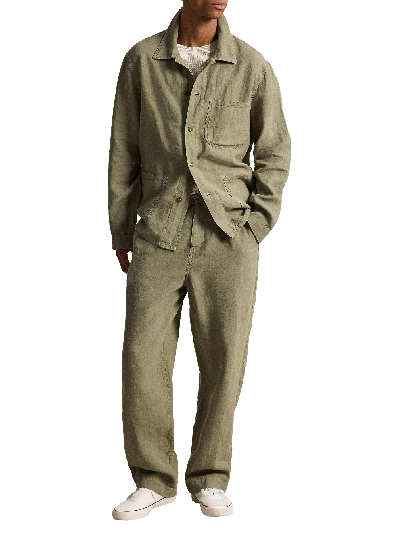 Blouson col classique en lin POLO RALPH LAUREN Vert