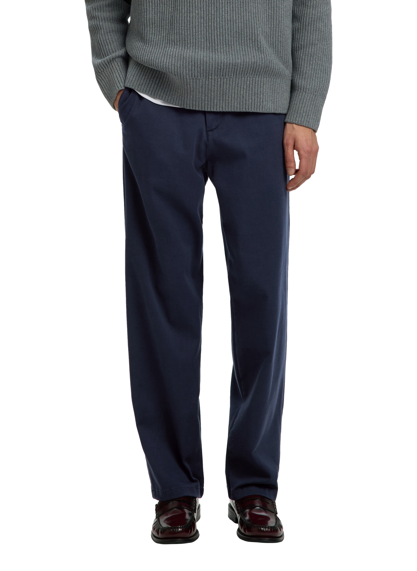 Pantalon droit en coton mélangé SELECTED Bleu
