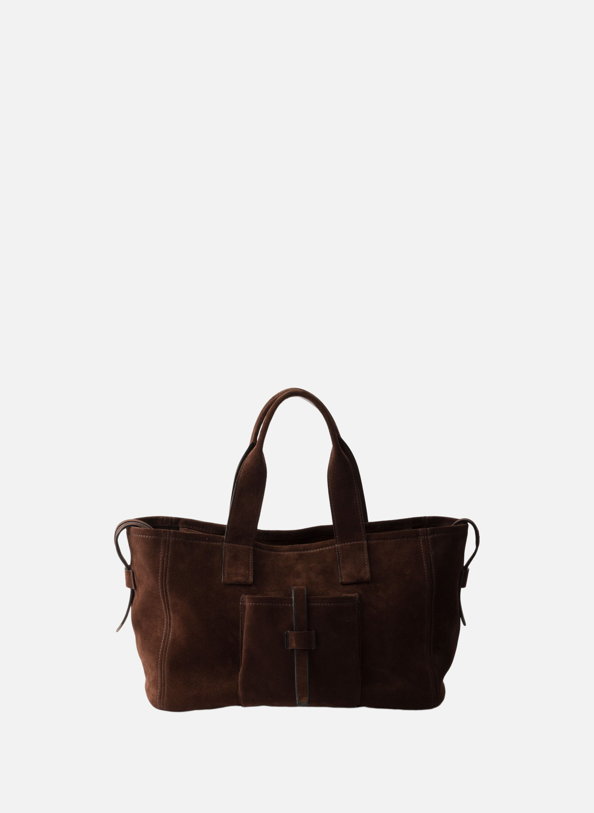 Grand cabas prada route en veau velours PRADA Marron