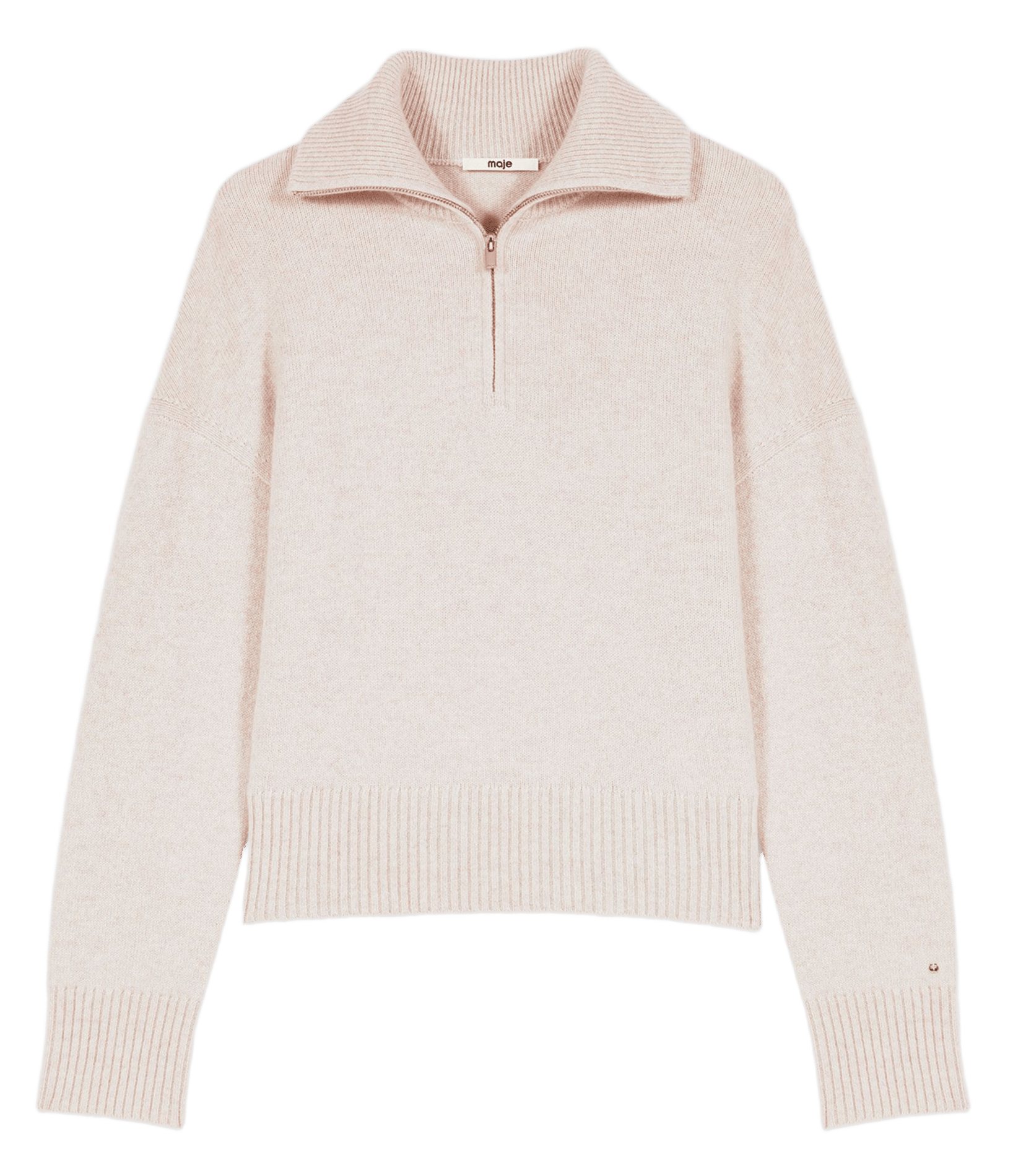 Pull col camionneur en cachemire mélangé MAJE Beige
