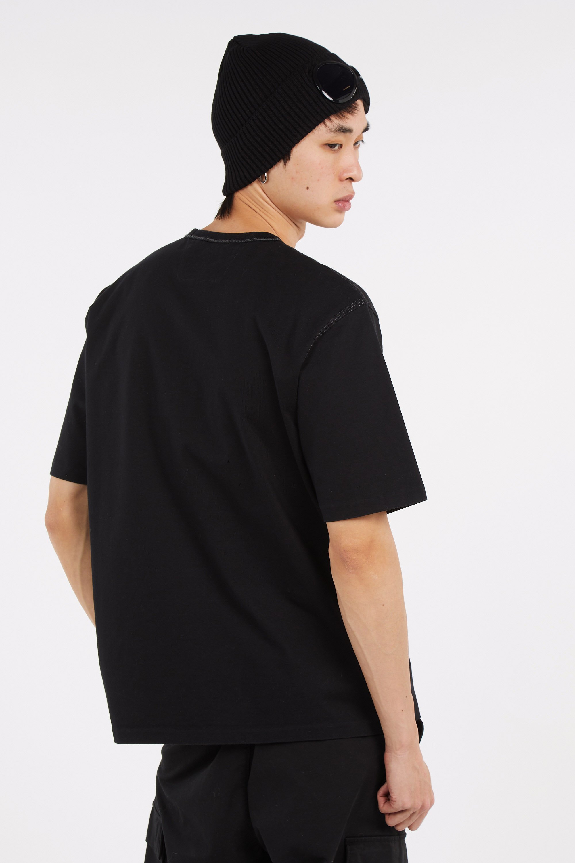 T-shirt mercerized jersey 30/2 twisted short sleeve logo t-shirt CP COMPANY Noir
