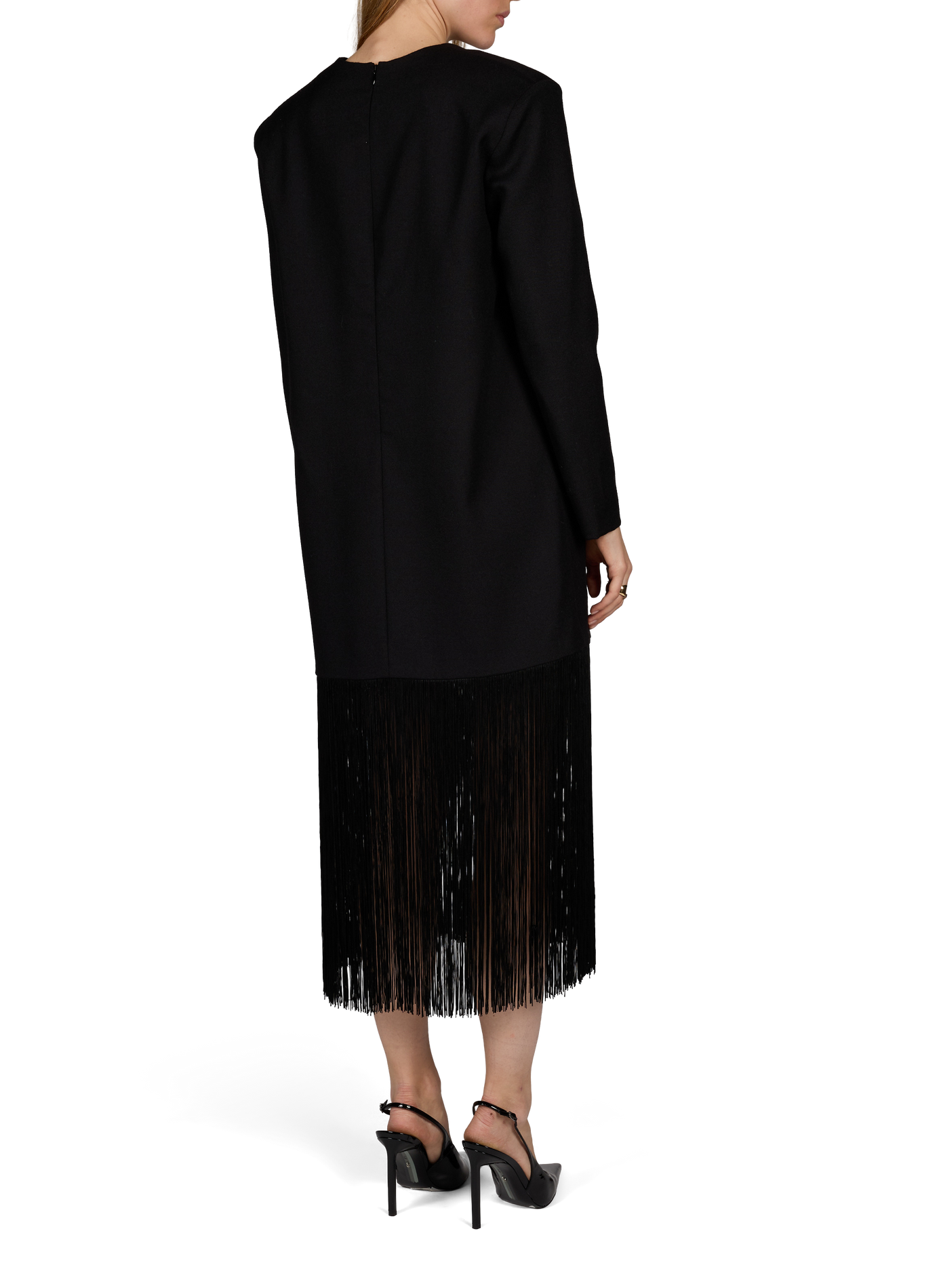 MELLA Fransenkleid aus Schurwolle BY MALENE BIRGER Schwarz