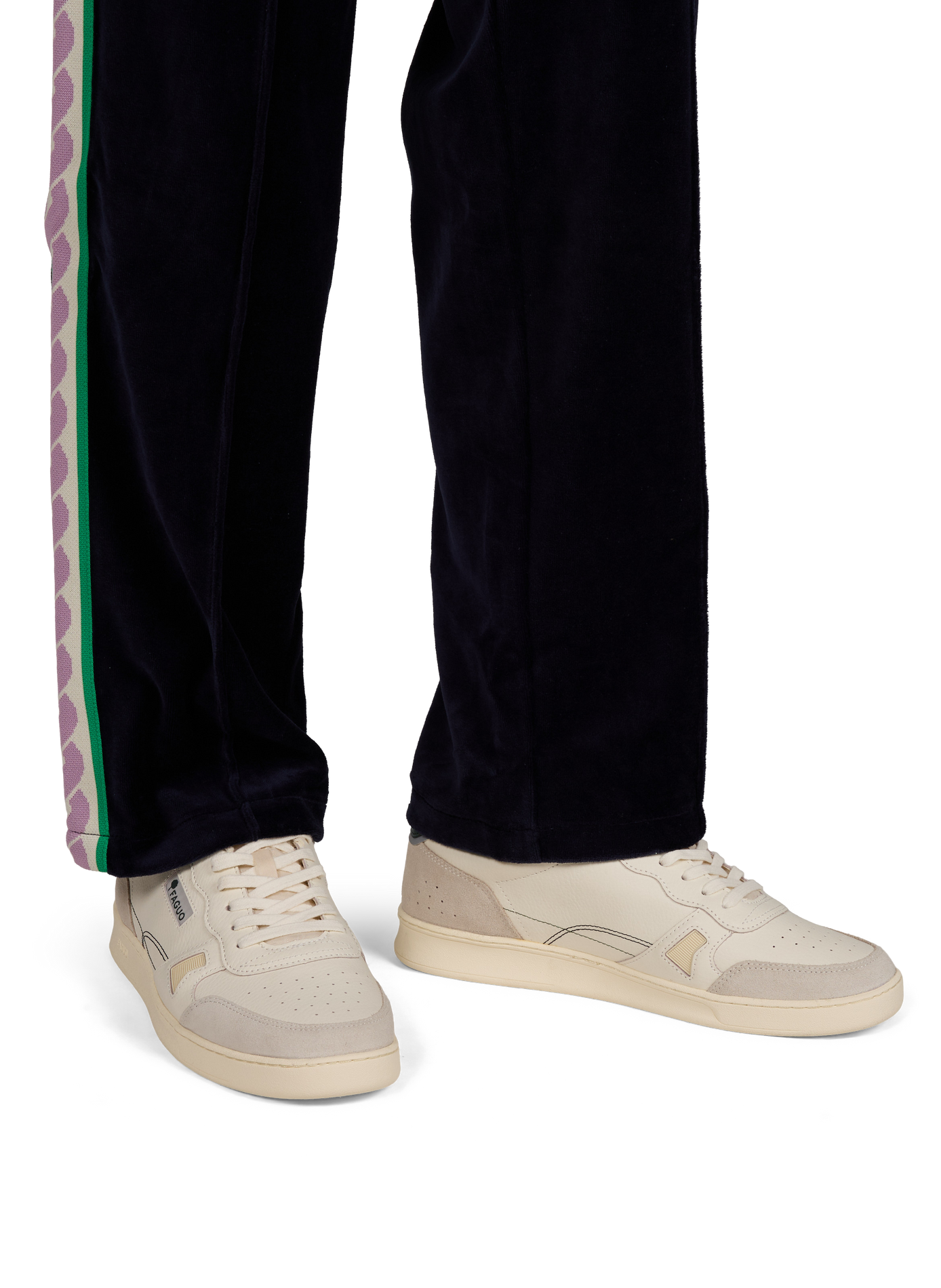 Mixed leather sneakers FAGUO White