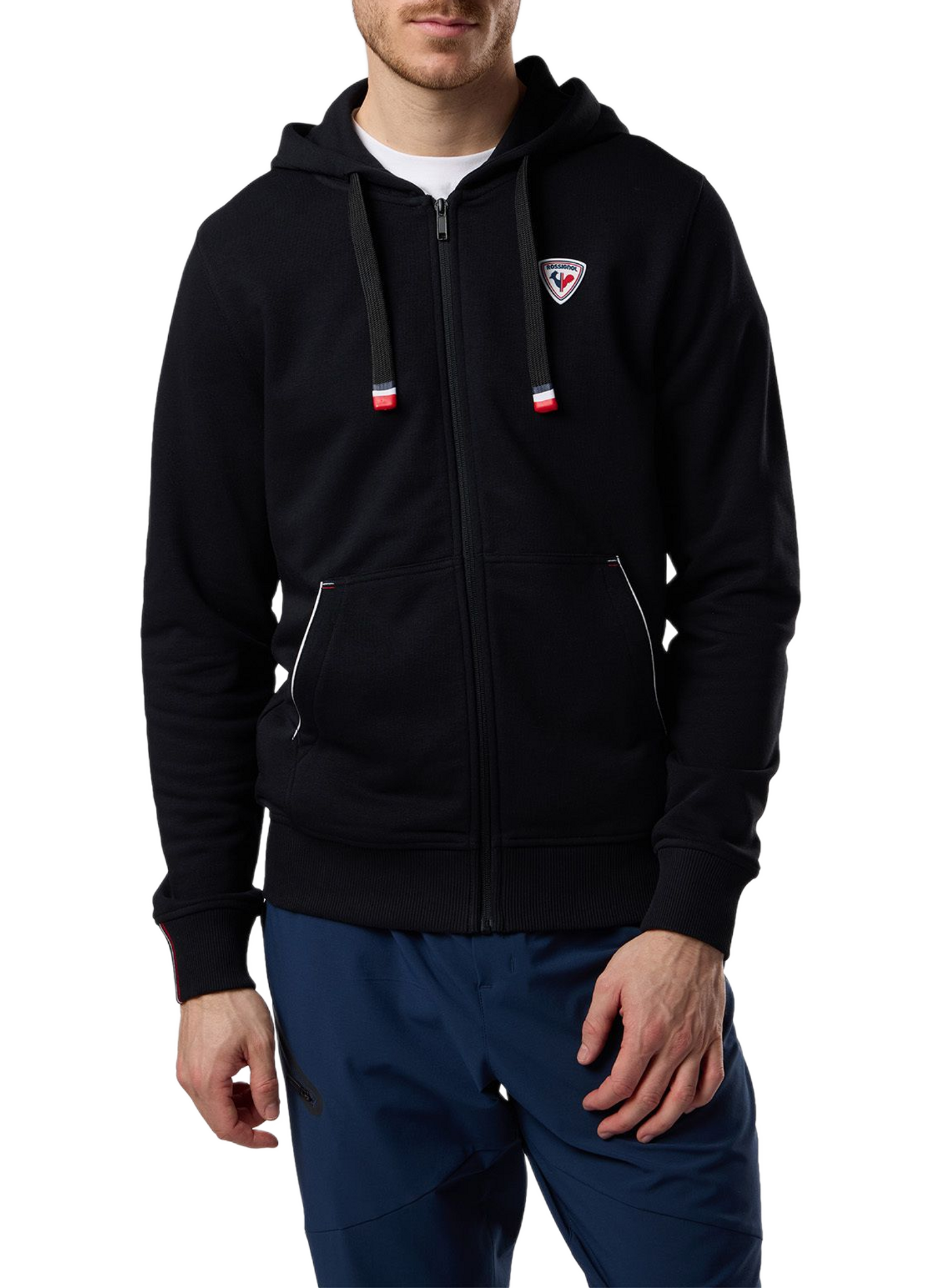 Cotton blend zipped hoodie ROSSIGNOL Black