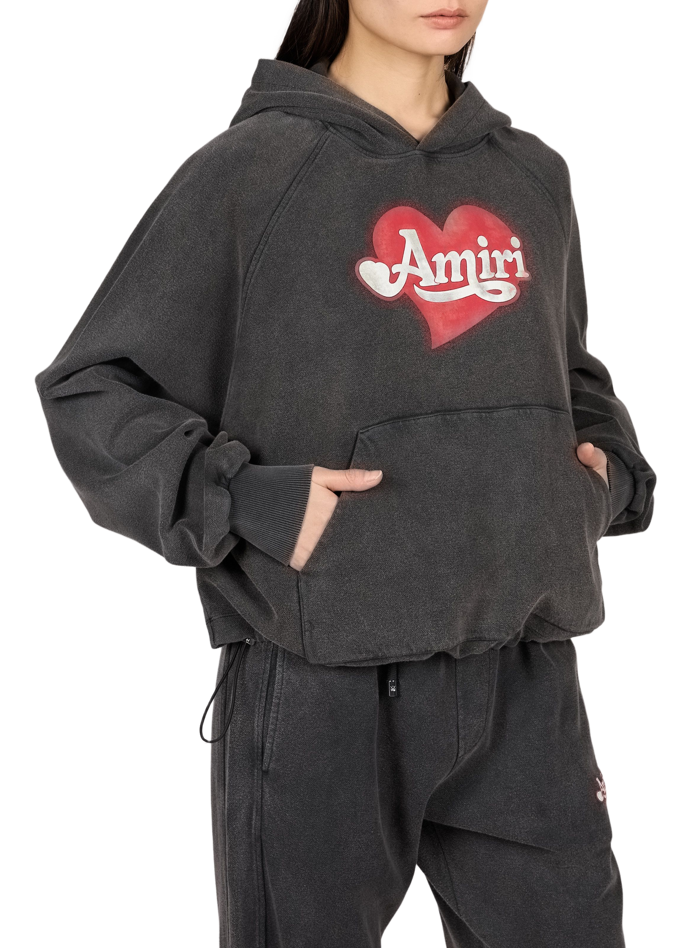 Hoodie met capuchon en zeefdrukprint AMIRI Zwart