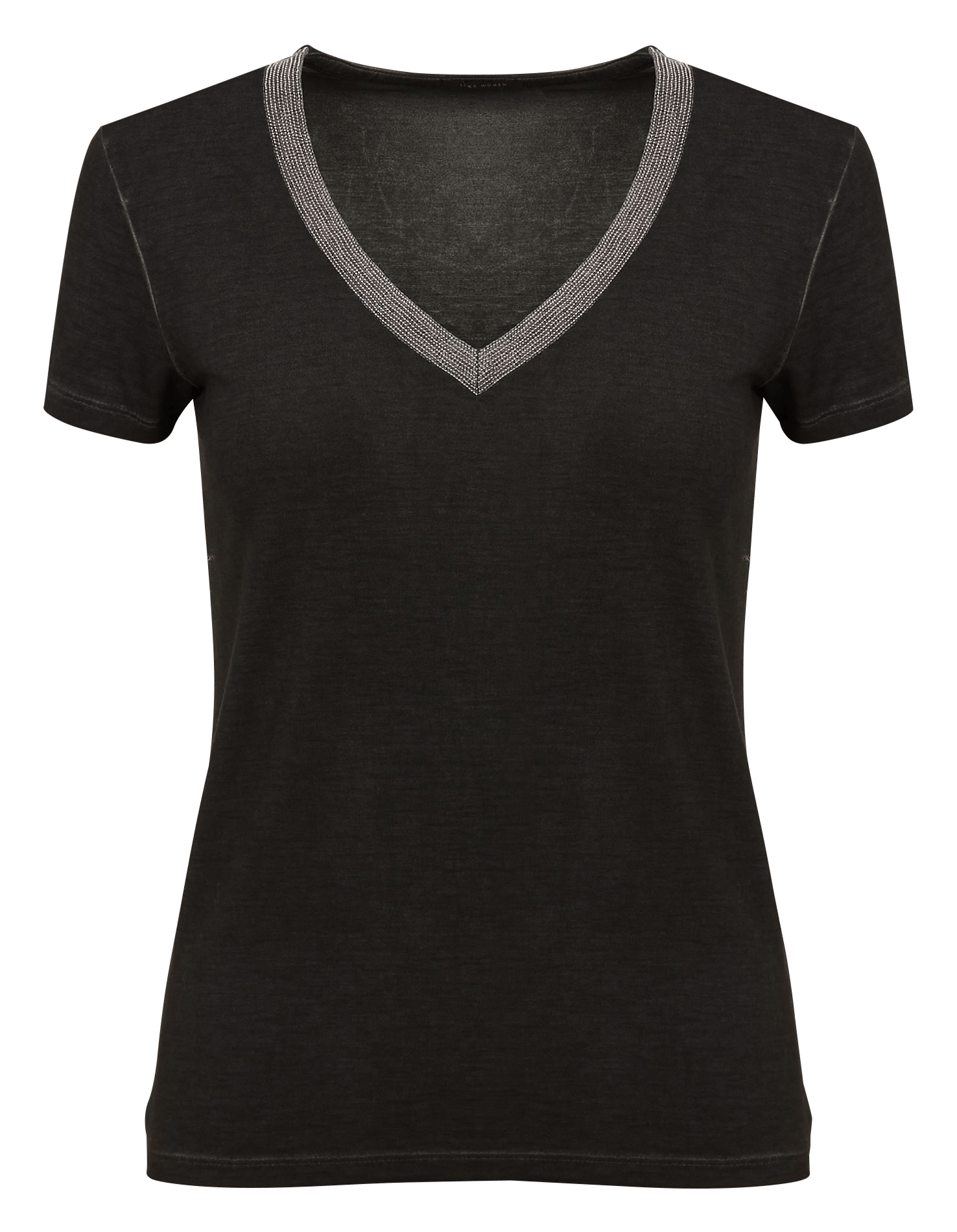Tee-shirt col v chainettes bijoux IKKS Noir
