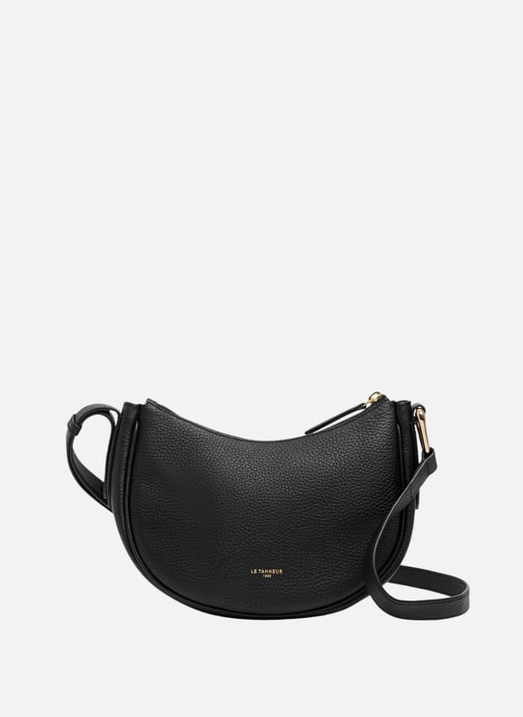 Petit sac bandoulière madeleine en cuir de taurillon grainé Noir by LE TANNEUR LE TANNEUR Petit sac bandoulière madeleine en cuir de taurillon grainé Noir