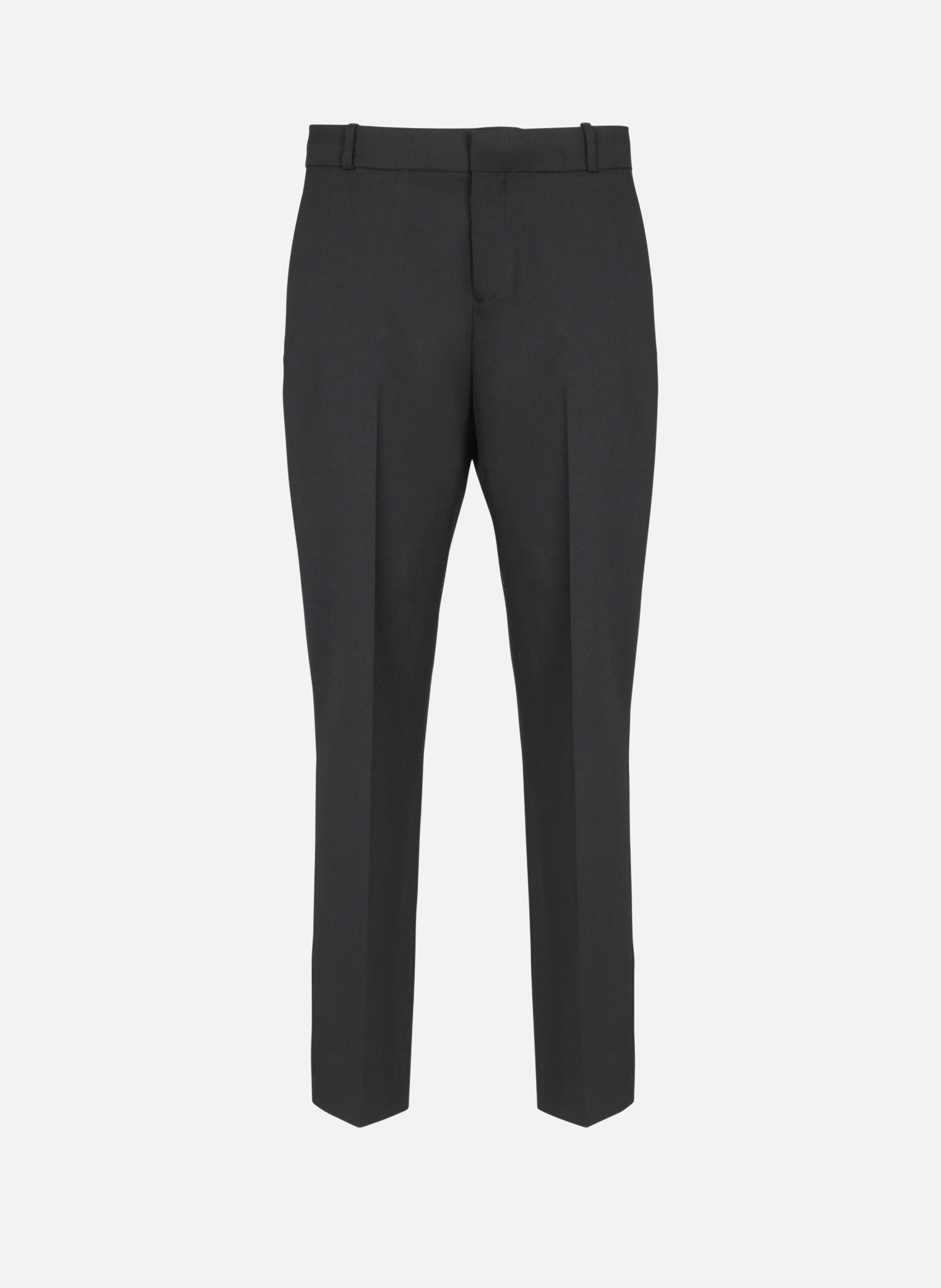 Pantalon tailleur droit en laine BALMAIN Noir