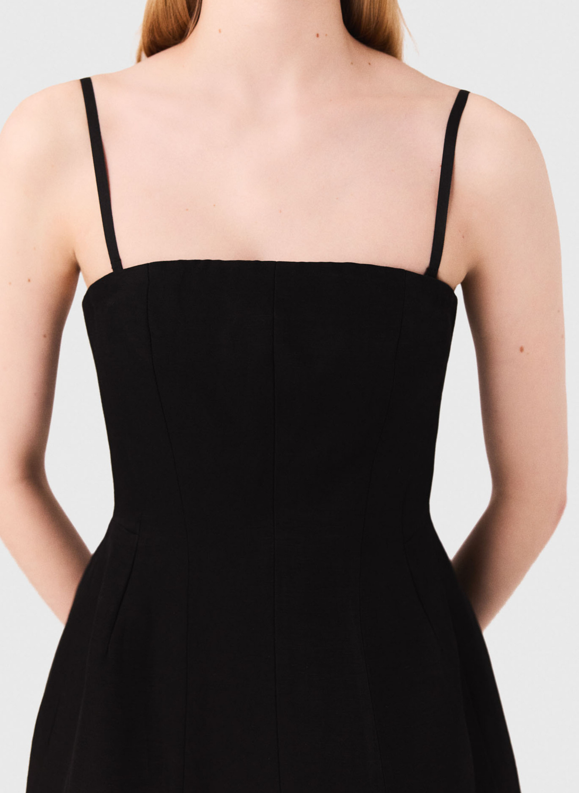 Robe bustier courte en lin mélangé MAJE Noir