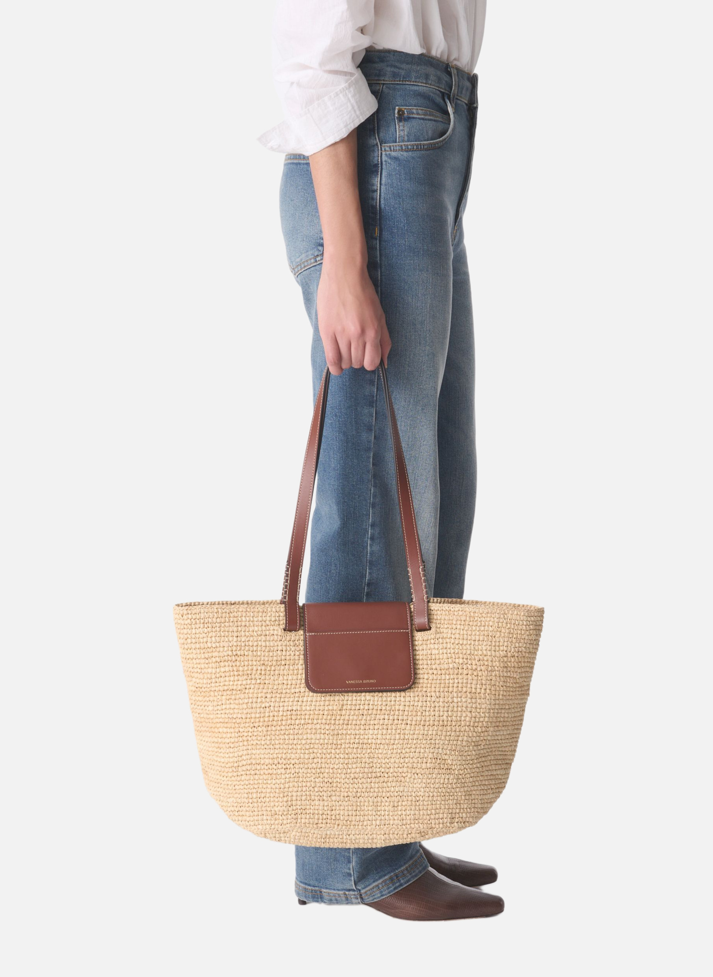 Panier en raphia VANESSA BRUNO Blanc