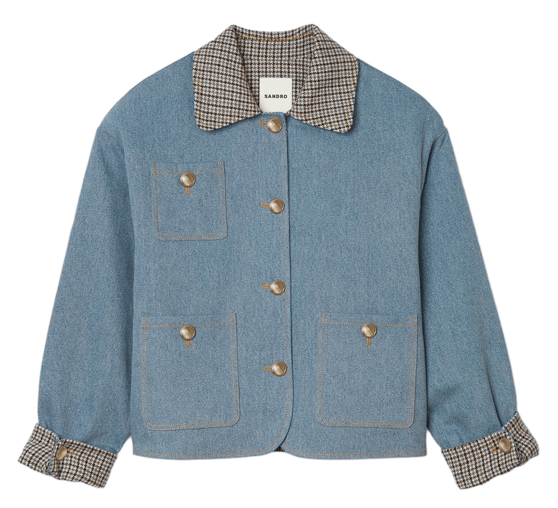 Blouson col classique en coton SANDRO Bleu