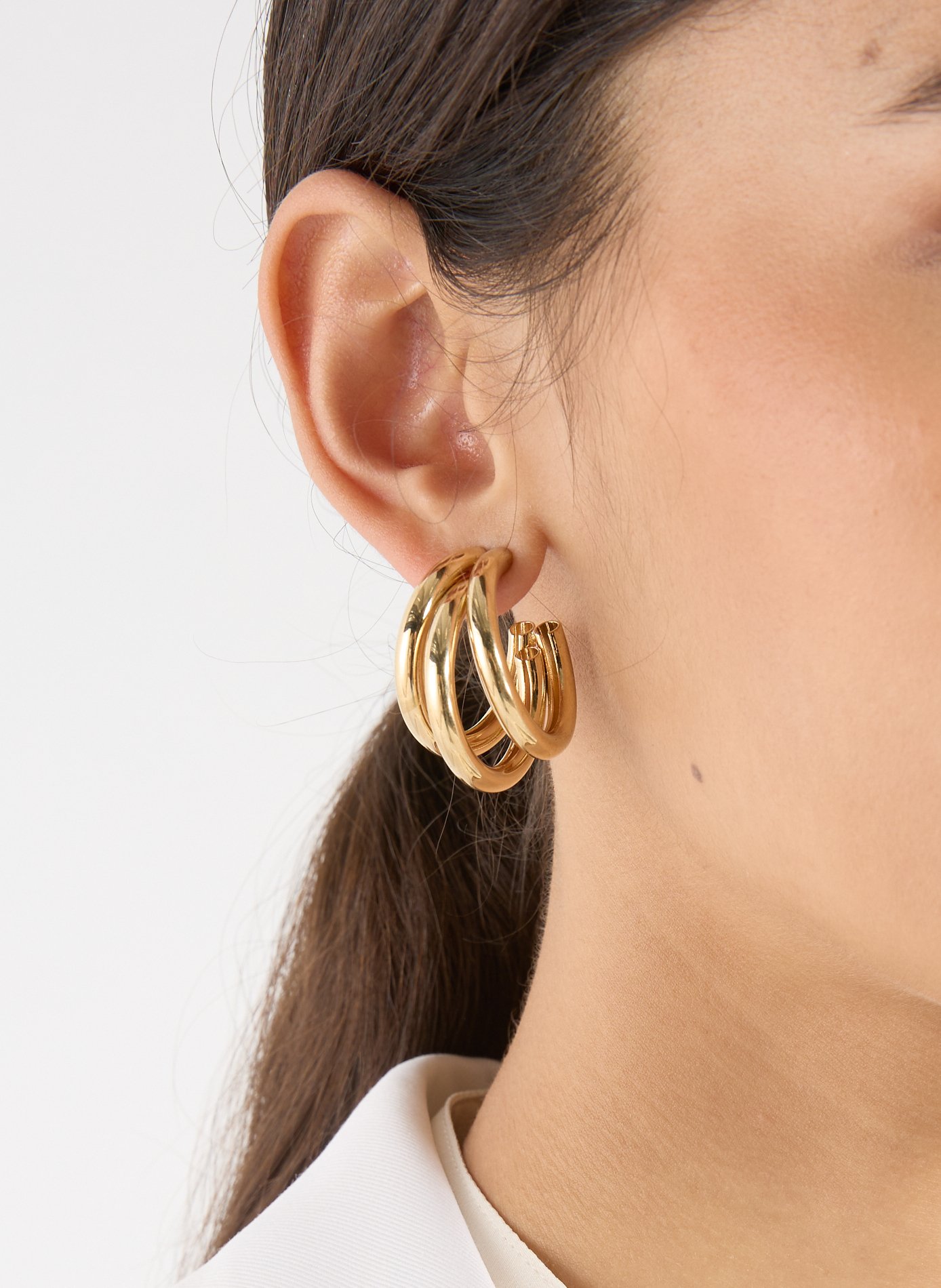 Boucles d&#039;oreille 3 anneaux  AU PRINTEMPS PARIS Doré