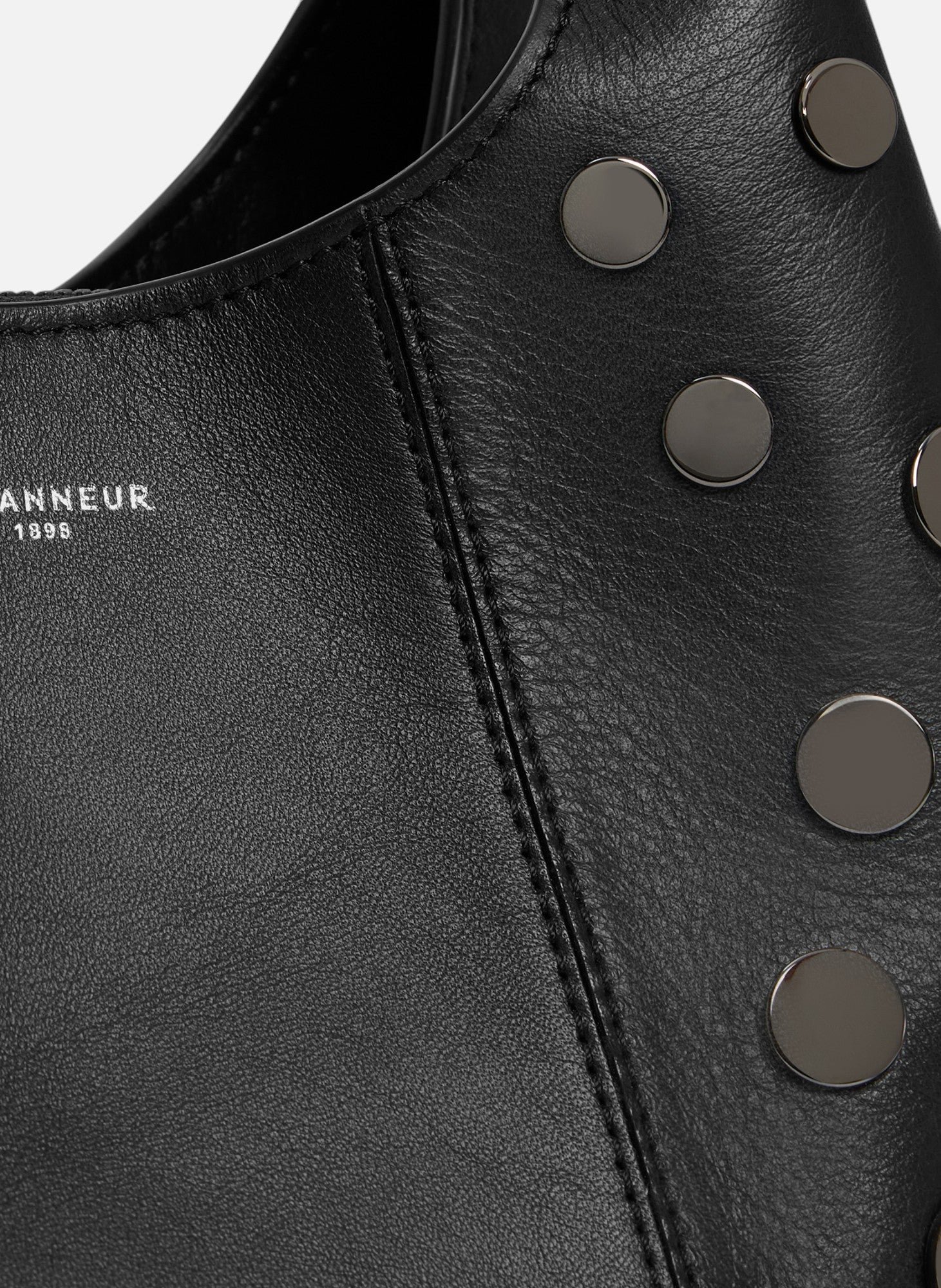 Petit sac à main juliette en cuir lisse avec studs Noir