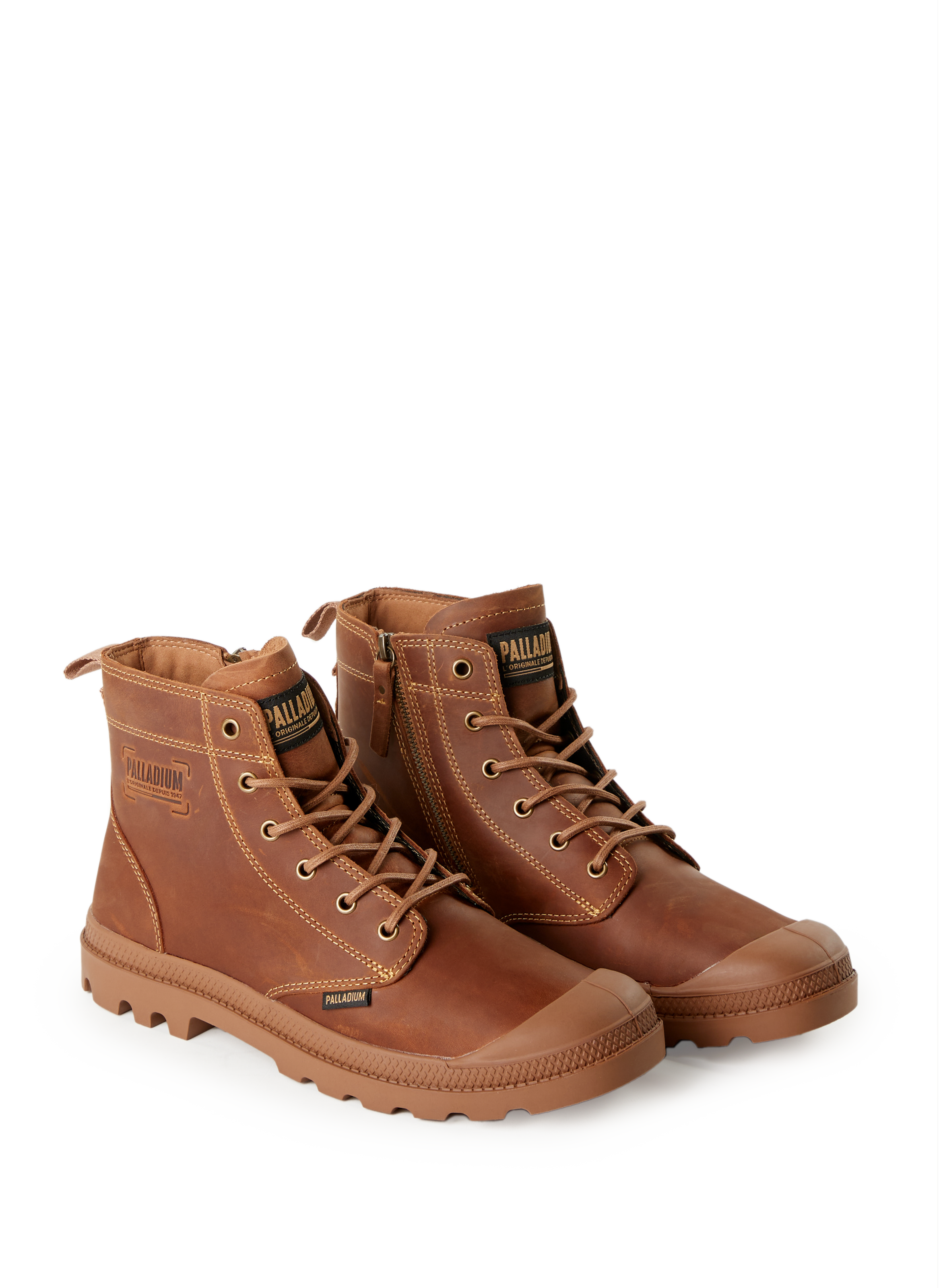 Leather wedge ankle boots PALLADIUM Brown