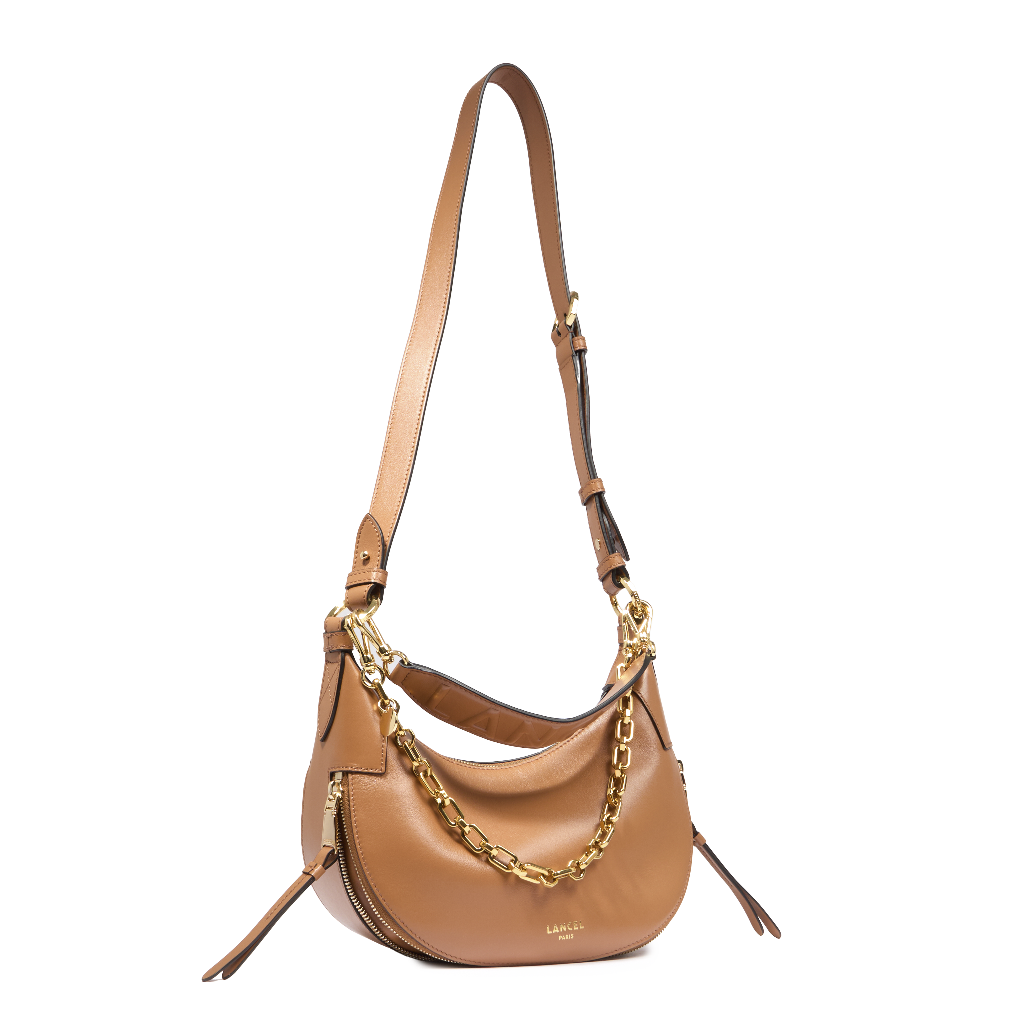Sac hobo zippé s origami de lancel en cuir LANCEL Marron