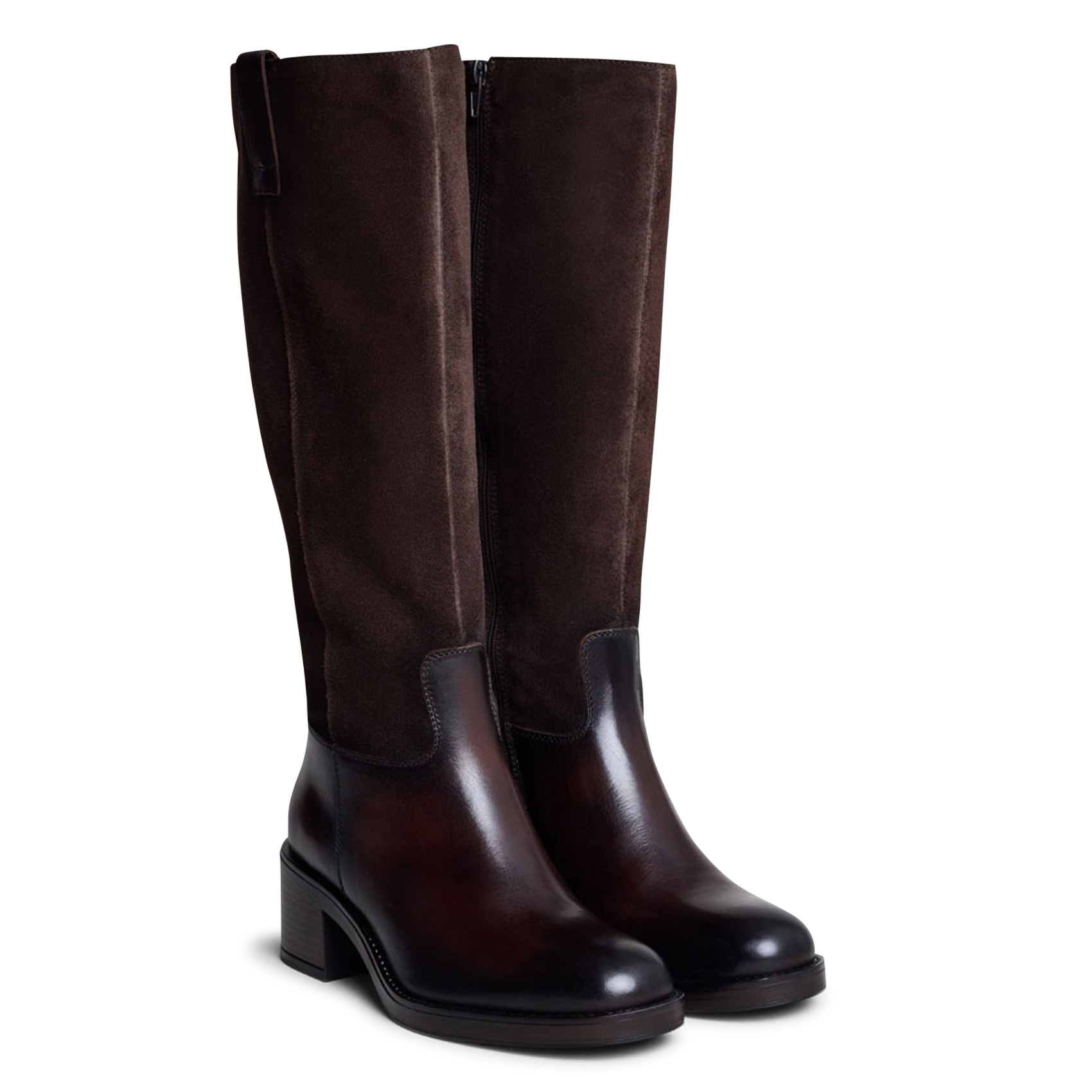 Bottes à talons en cuir claire JONAK Marron