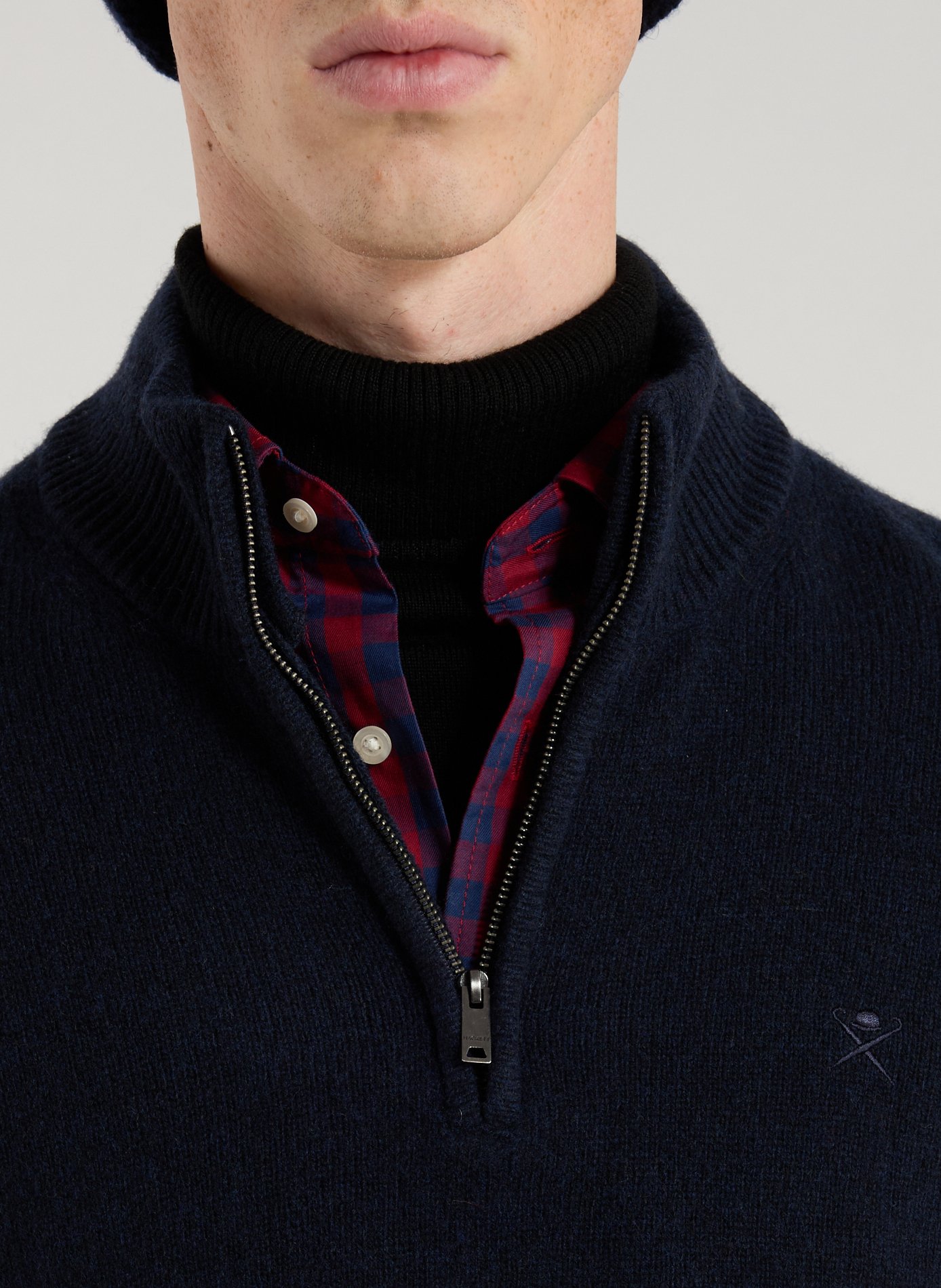 High collar sweatshirt in wool HACKETT Blue