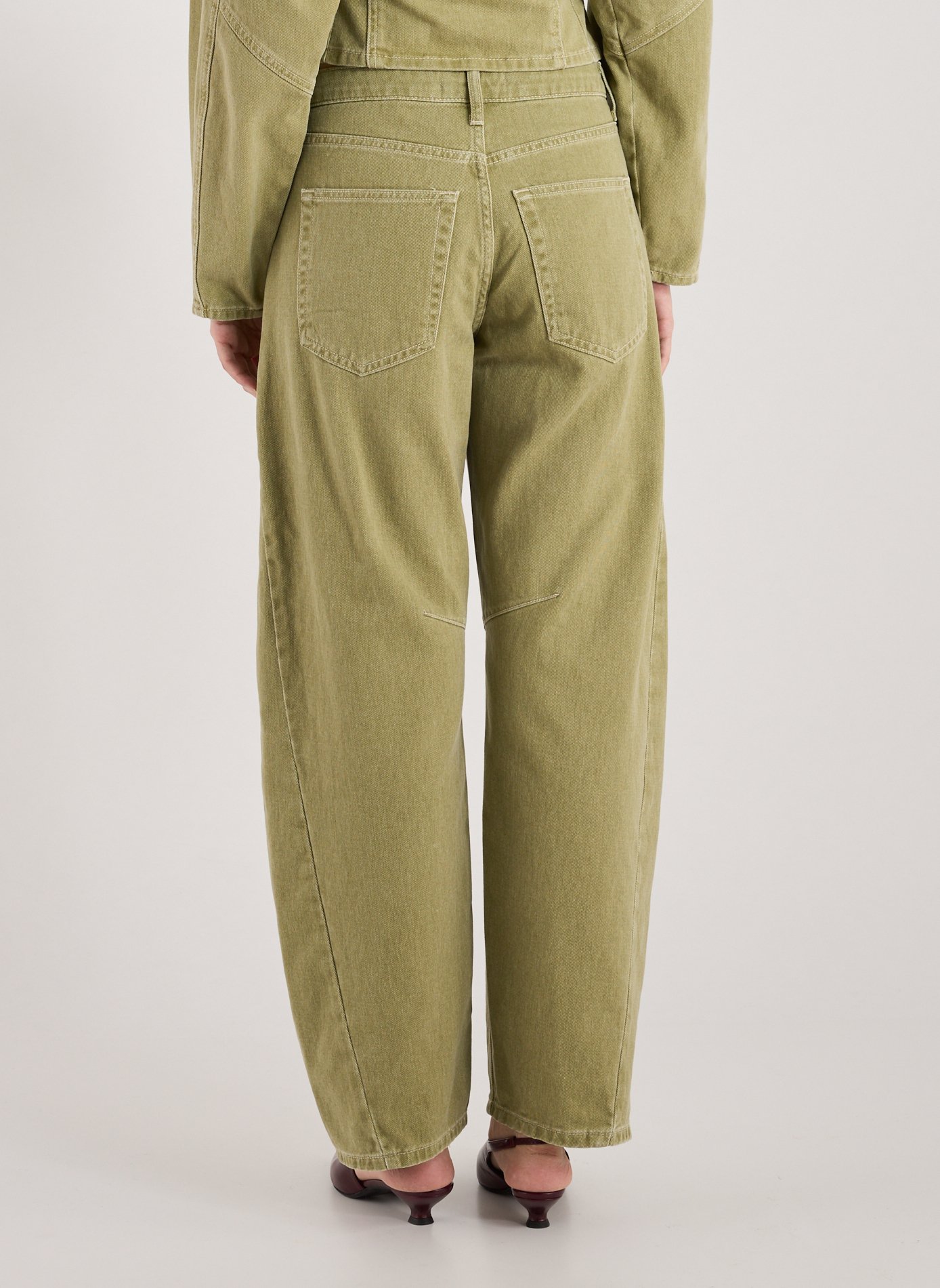 Pantalon droit en coton TOPSHOP Vert