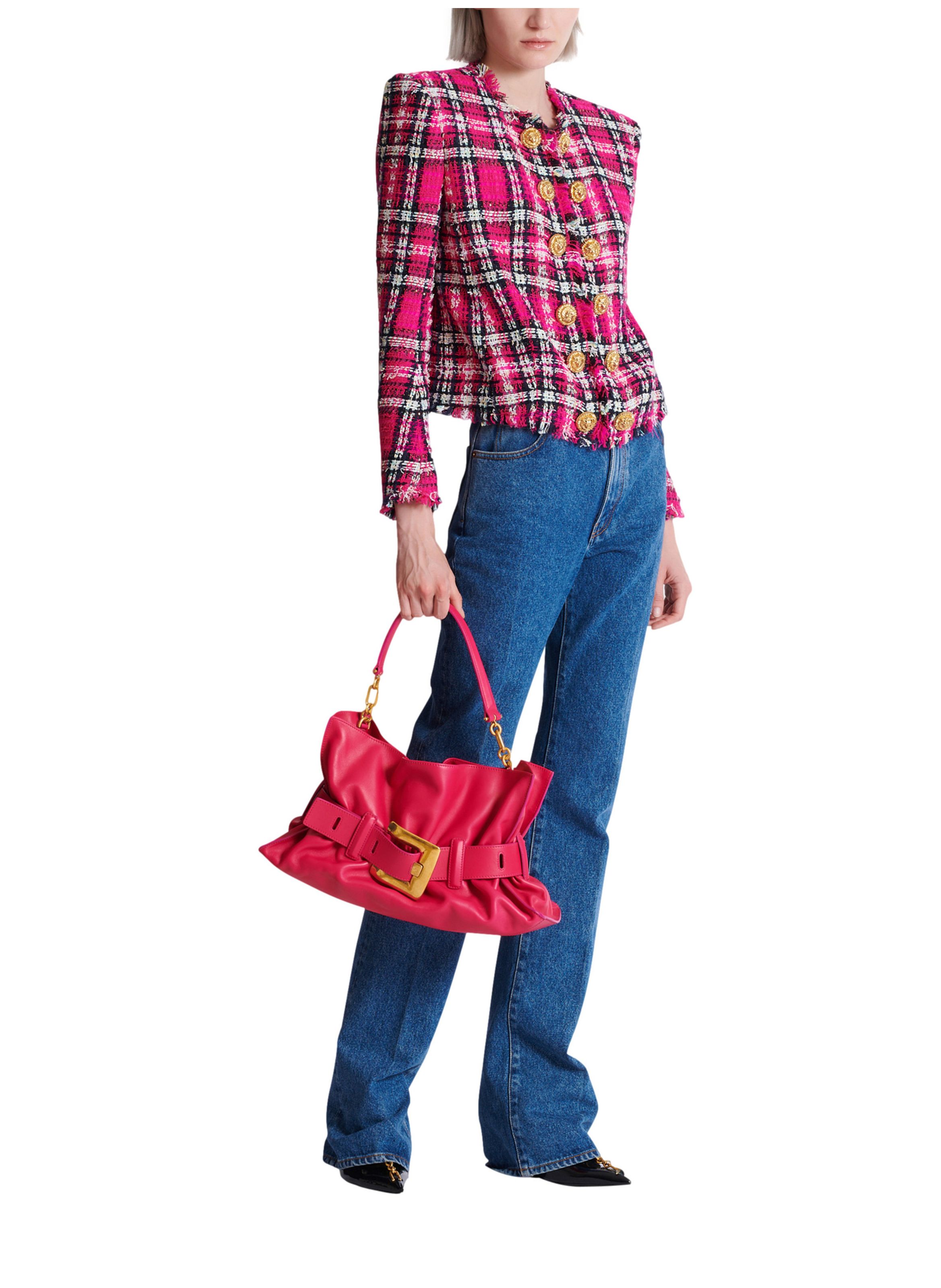 Sac anthem medium en cuir de veau BALMAIN Rose