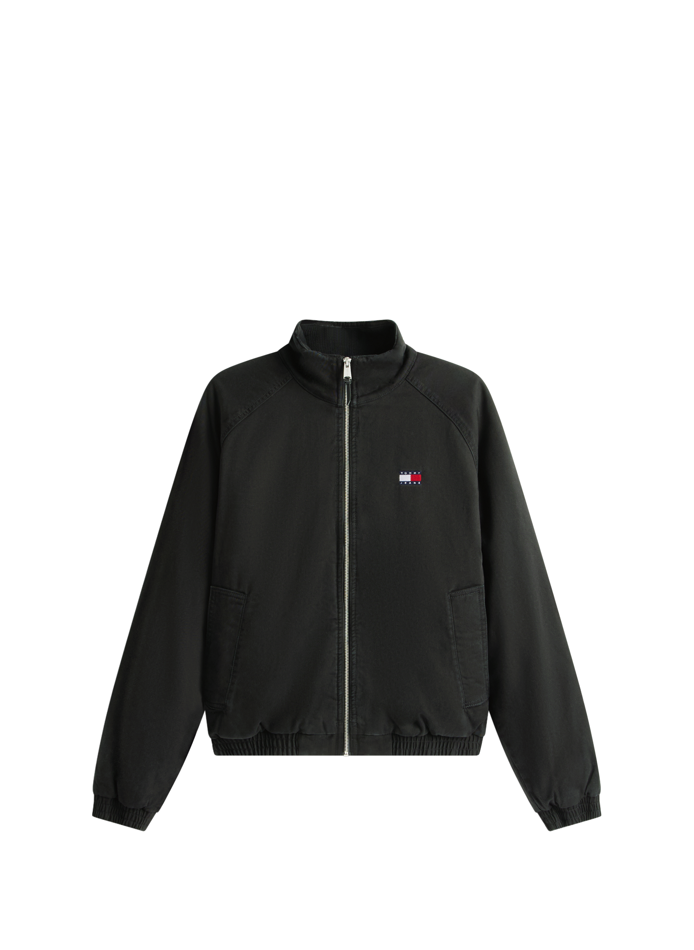 Oversized high neck cotton jacket TOMMY HILFIGER Black