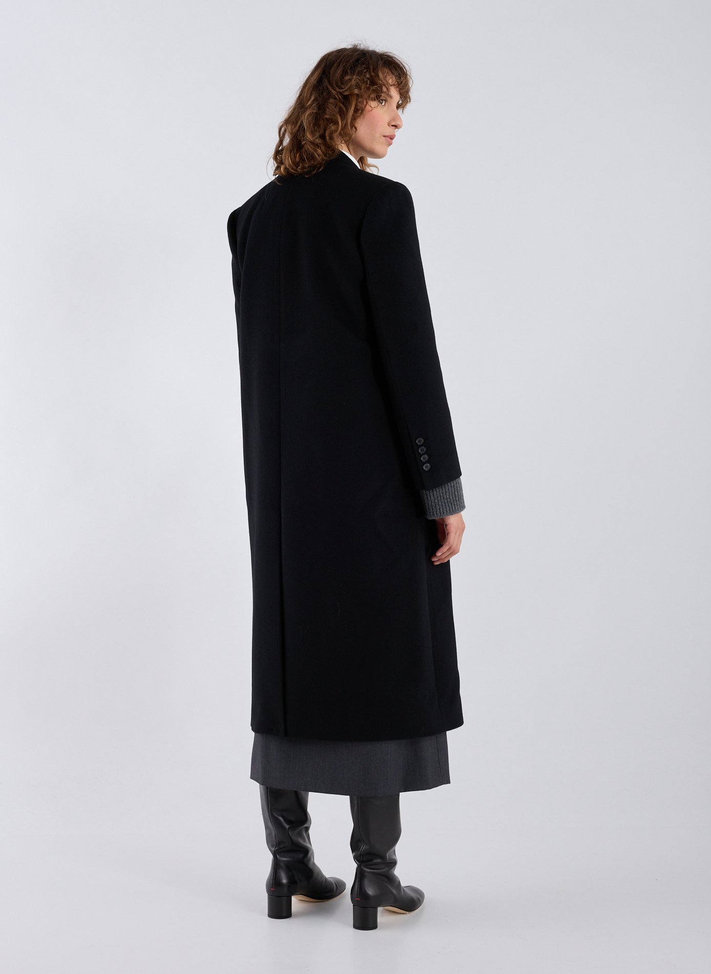 Long wool and cashmere coat R2W Black