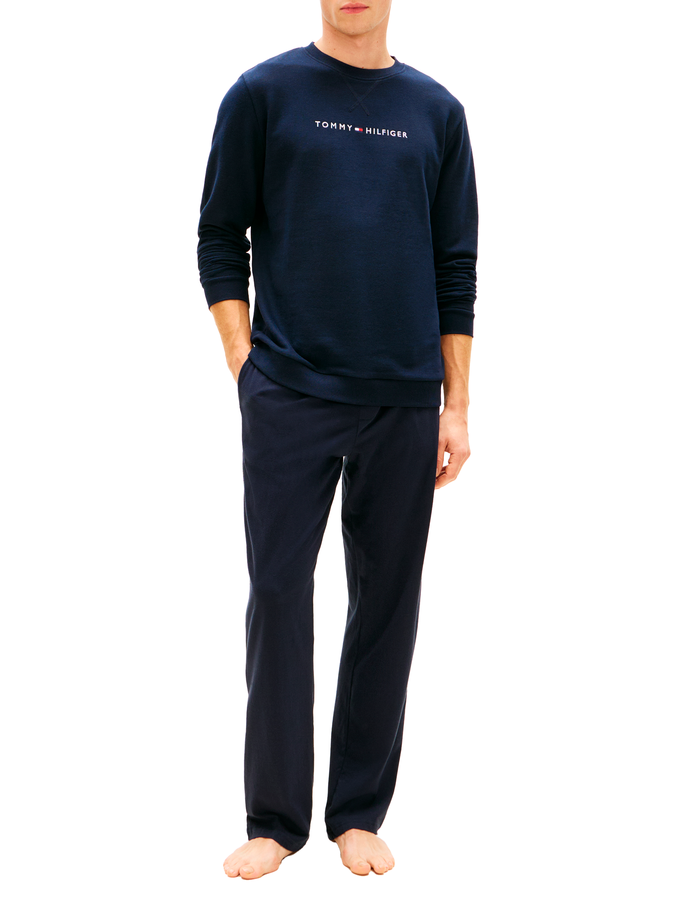 Straight embroidered sweatshirt in blended cotton TOMMY HILFIGER Blue