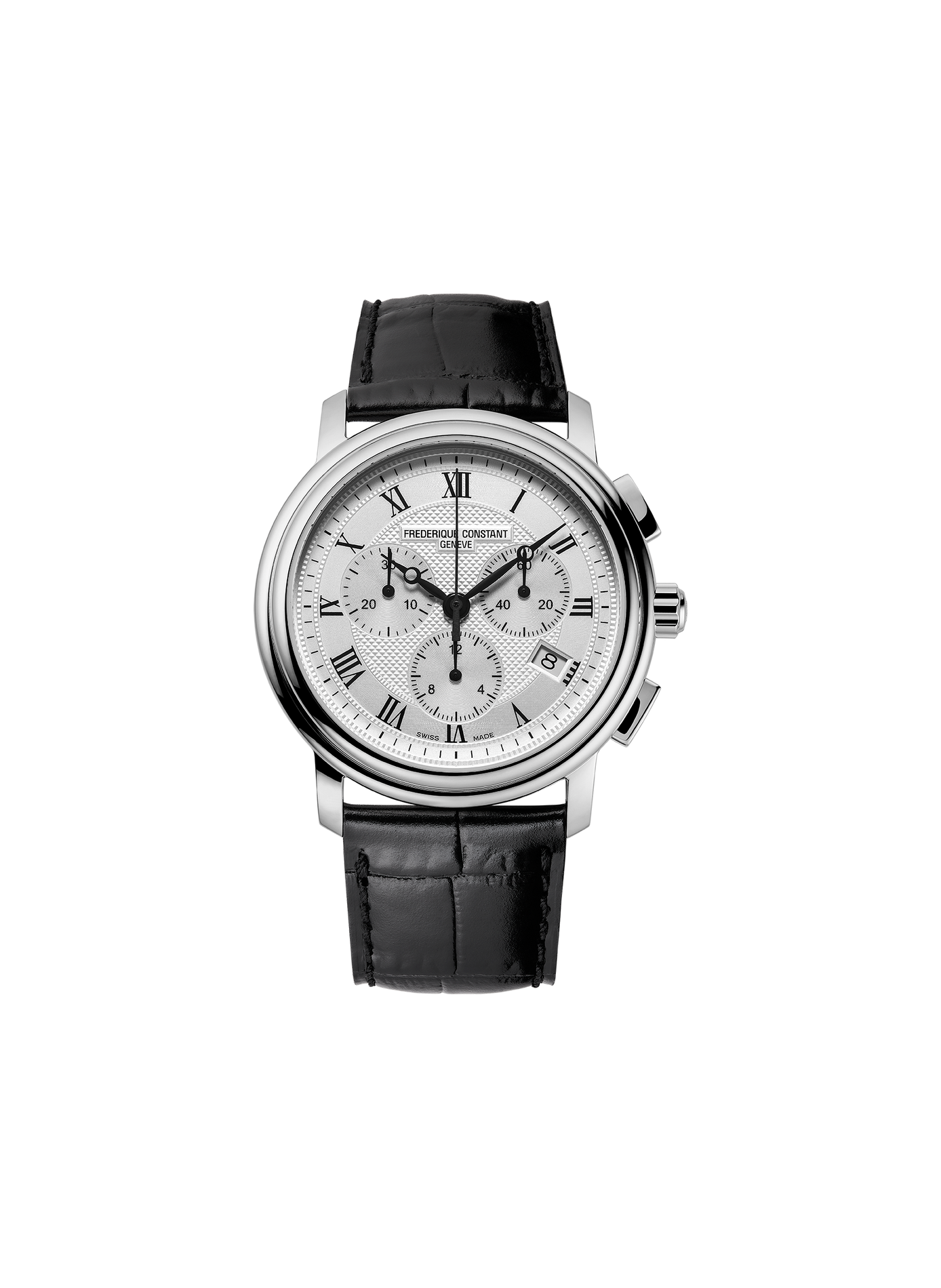 Montre Quartz Chronograph à bracelet en cuir FREDERIQUE CONSTANT Noir