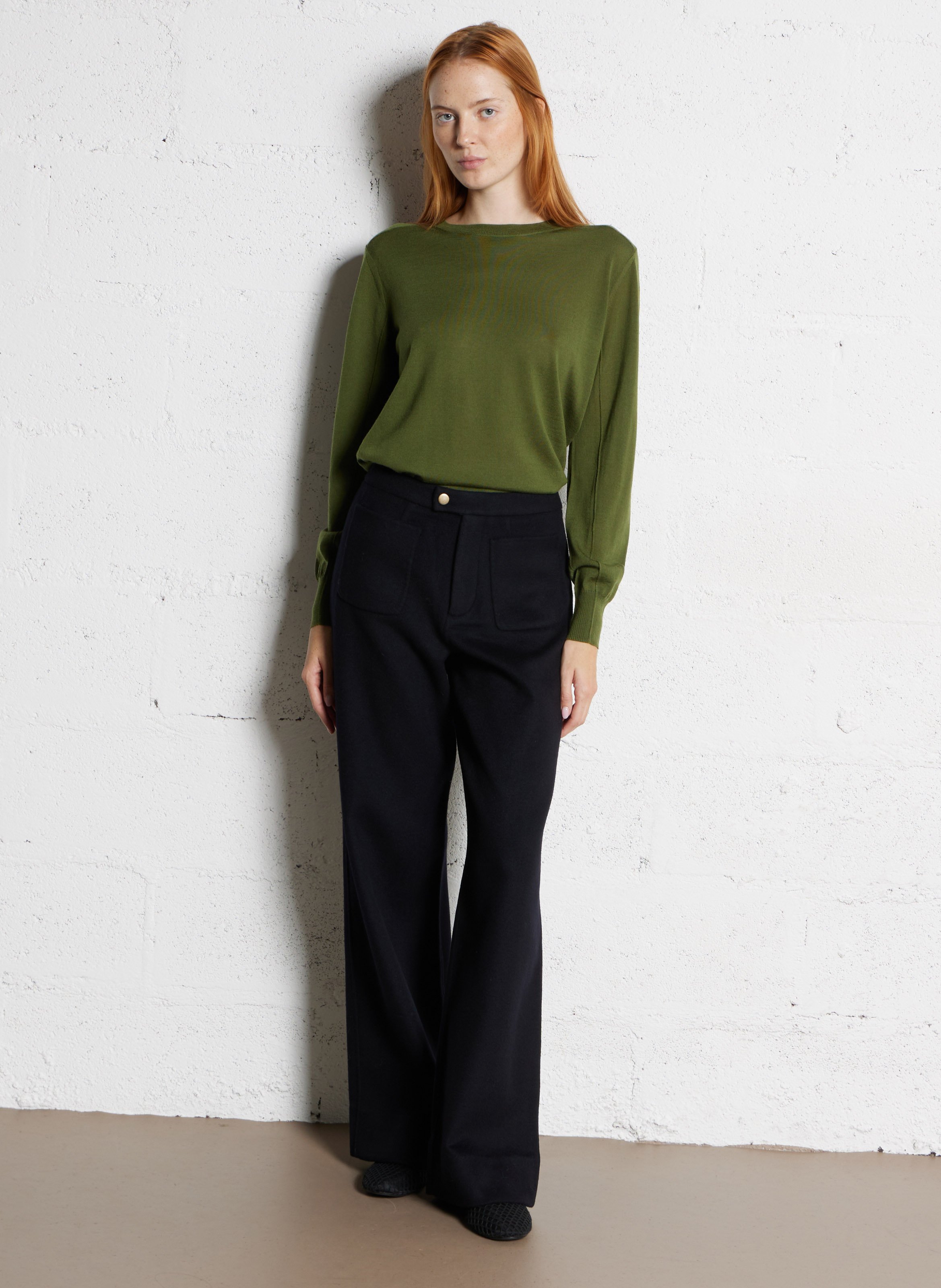 Pantalon droit en laine mélangée harold SOEUR Bleu