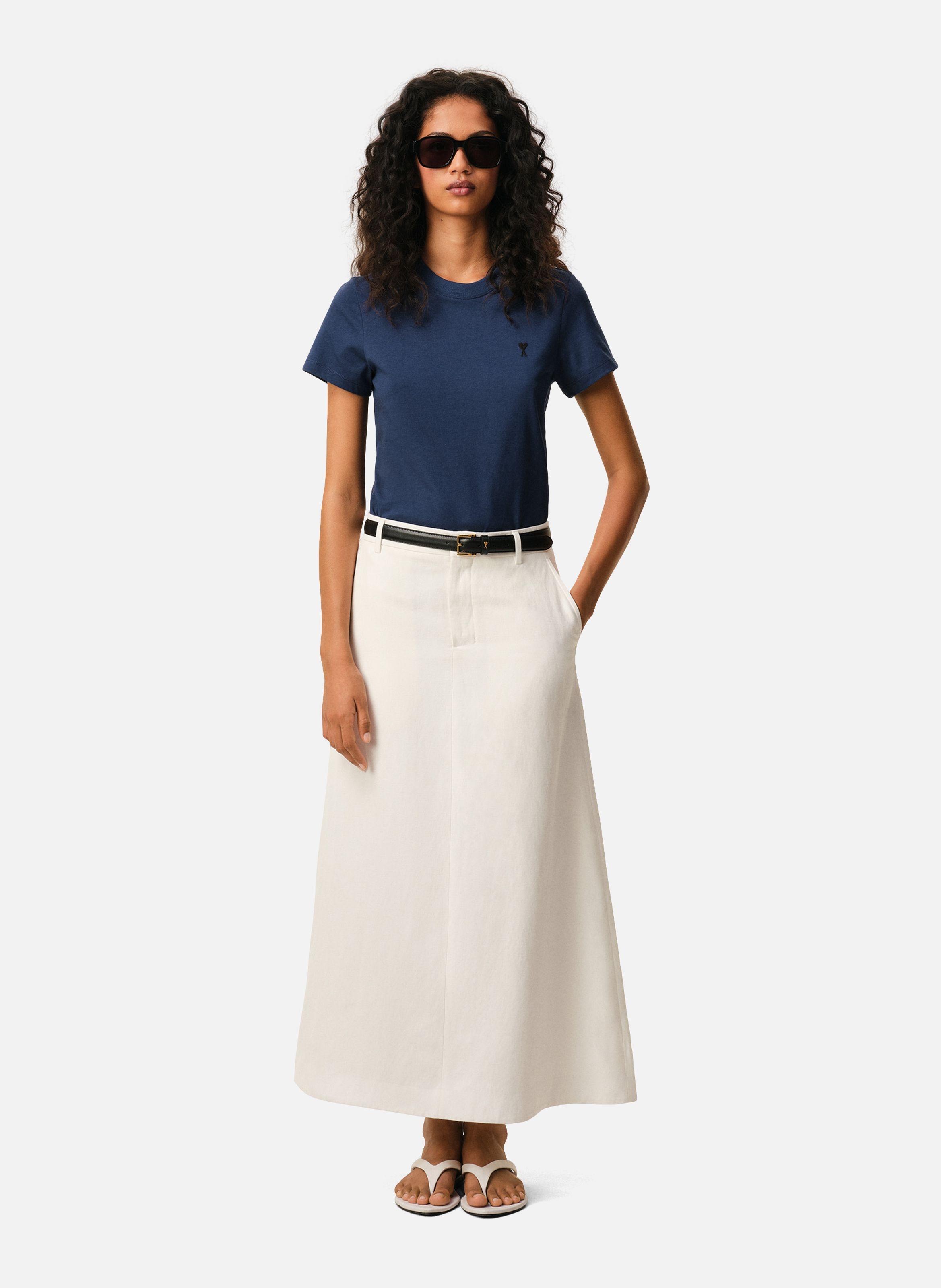 T-shirt Ami De Coeur Croppé En Coton AMI PARIS Bleu