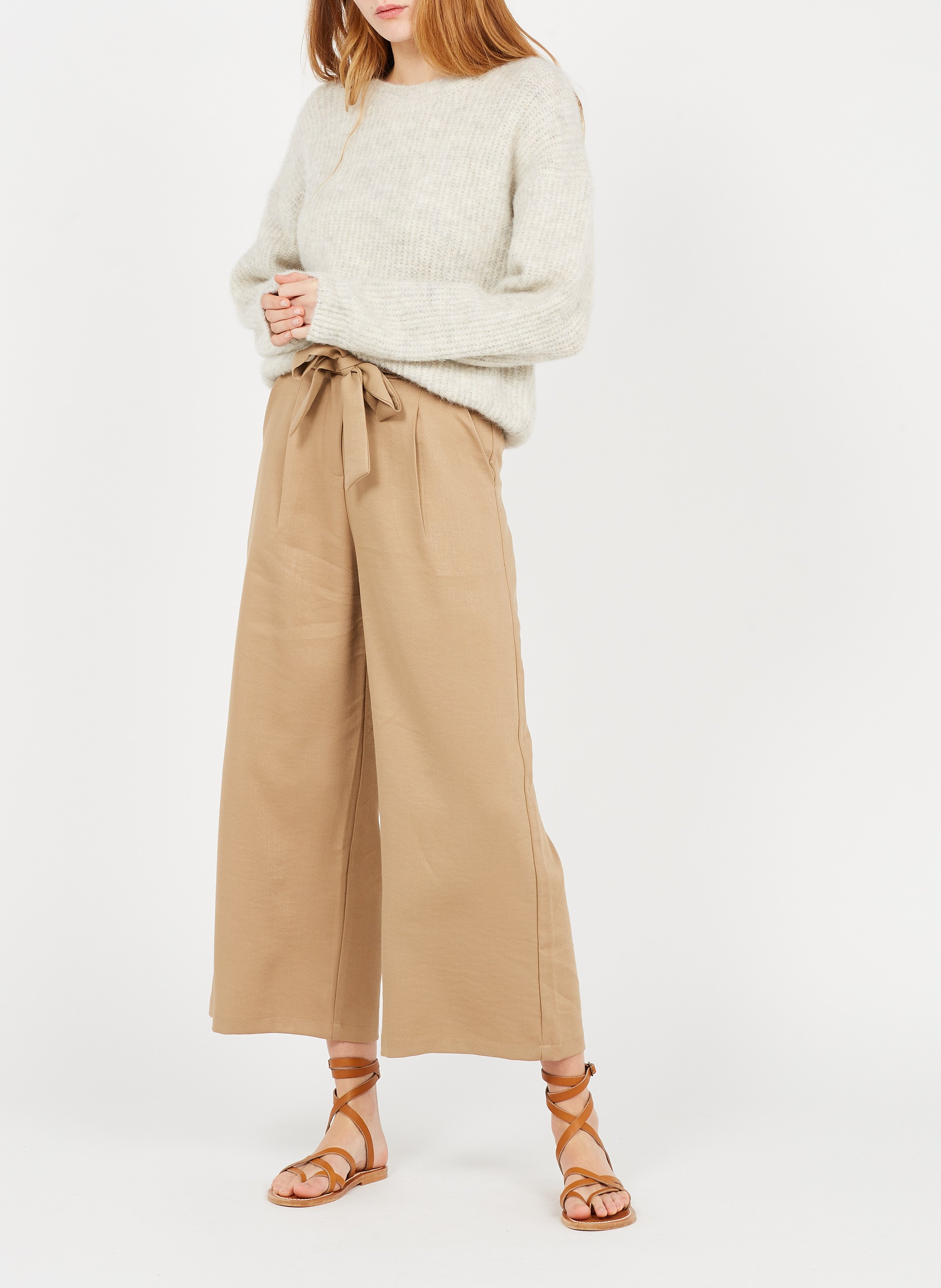 Pull droit à maille duveteuse en laine mélangée east AMERICAN VINTAGE Beige