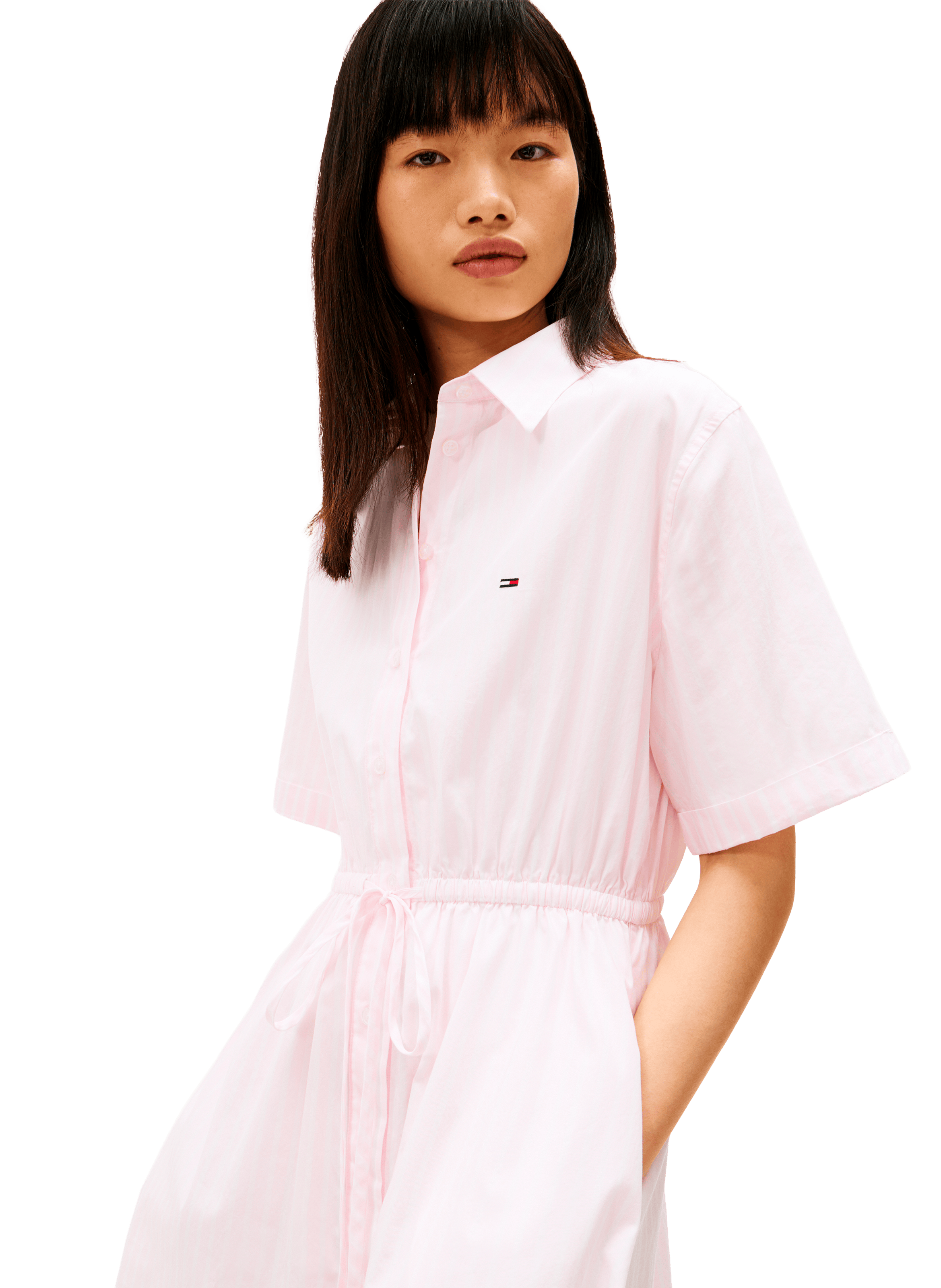 Robe chemise à rayures  Rose