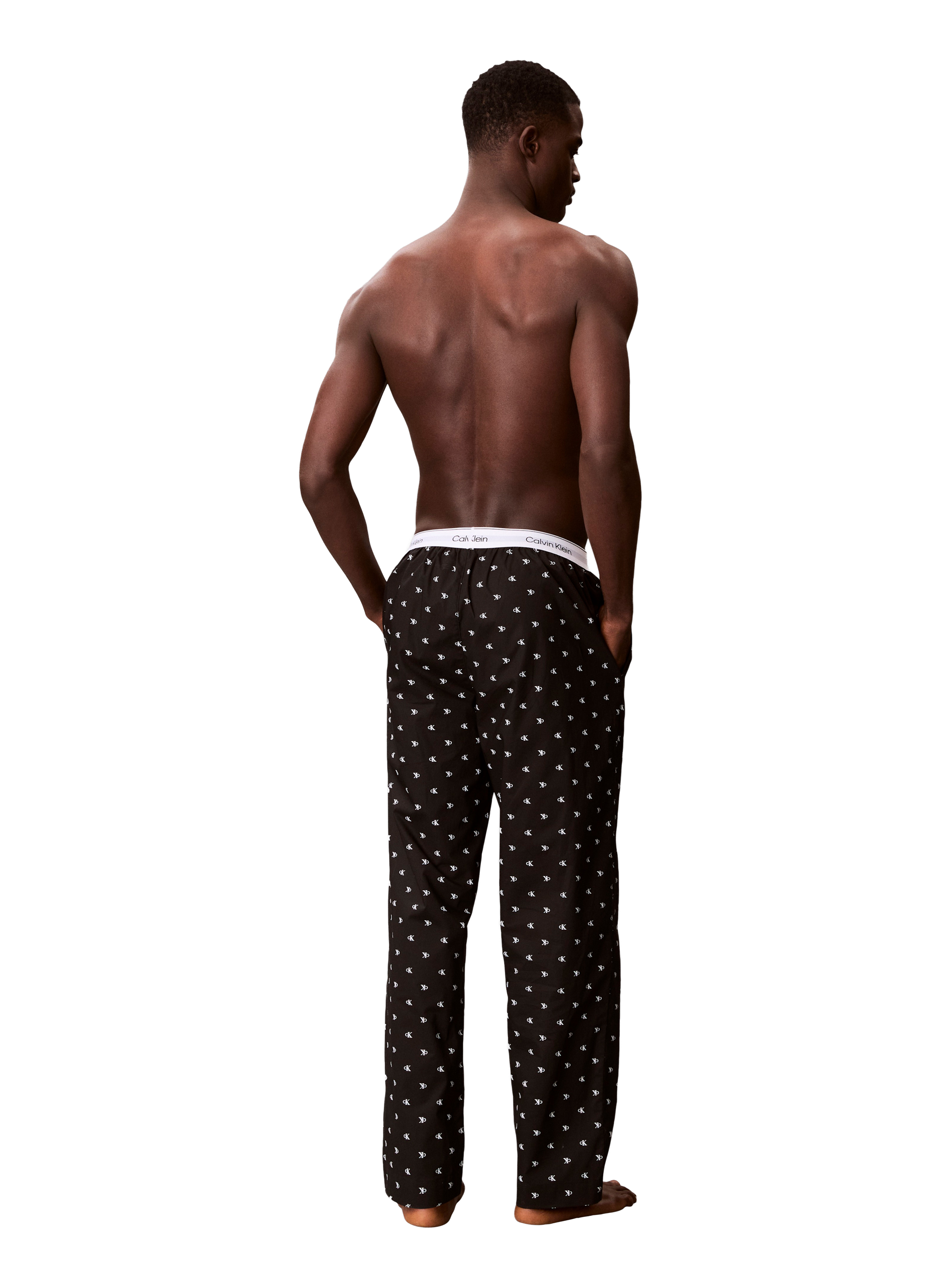 Pantalon de pyjama rayé en coton CALVIN KLEIN Noir