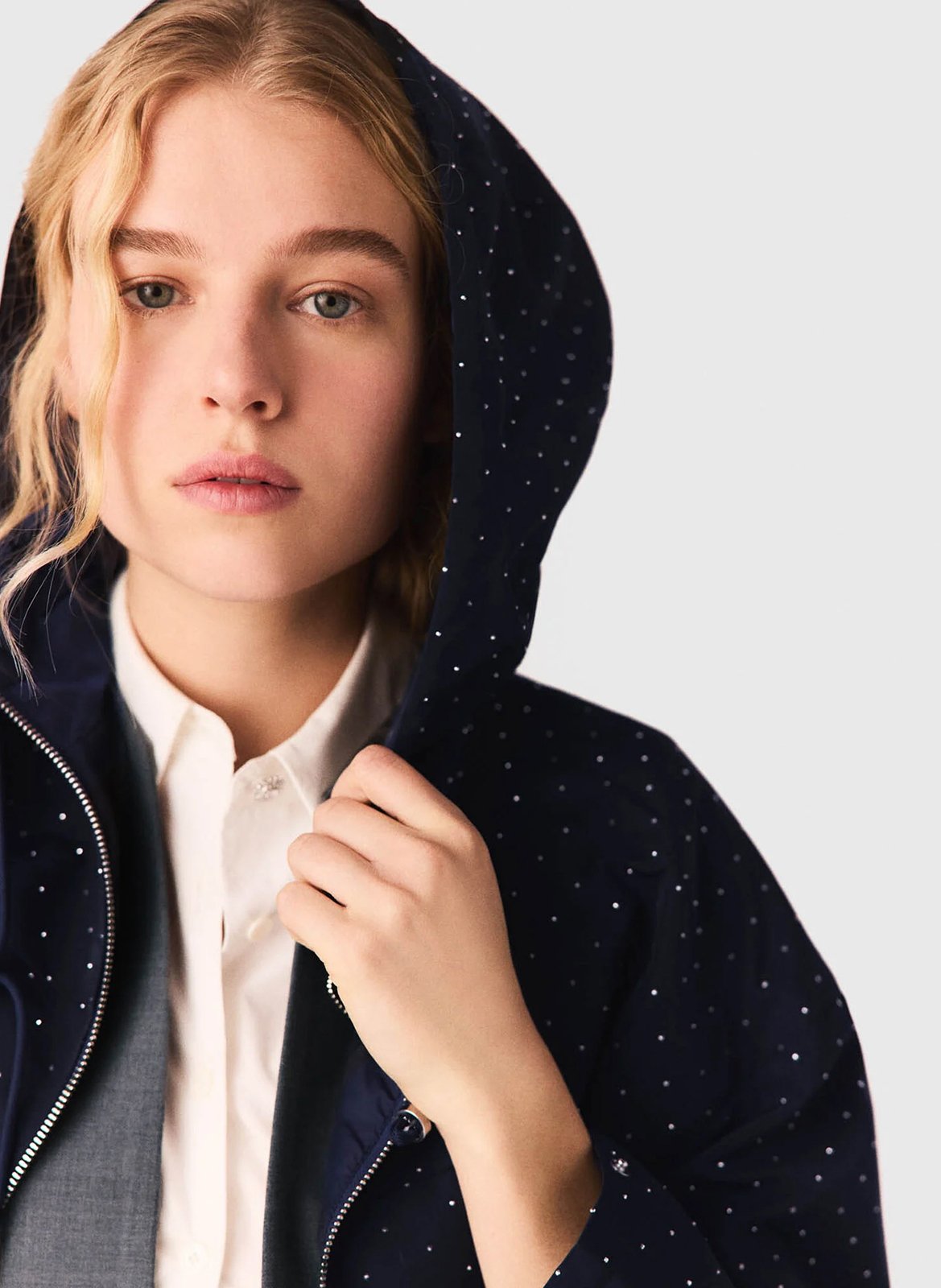 Coupe-vent droit col montant à strass MAJE Bleu