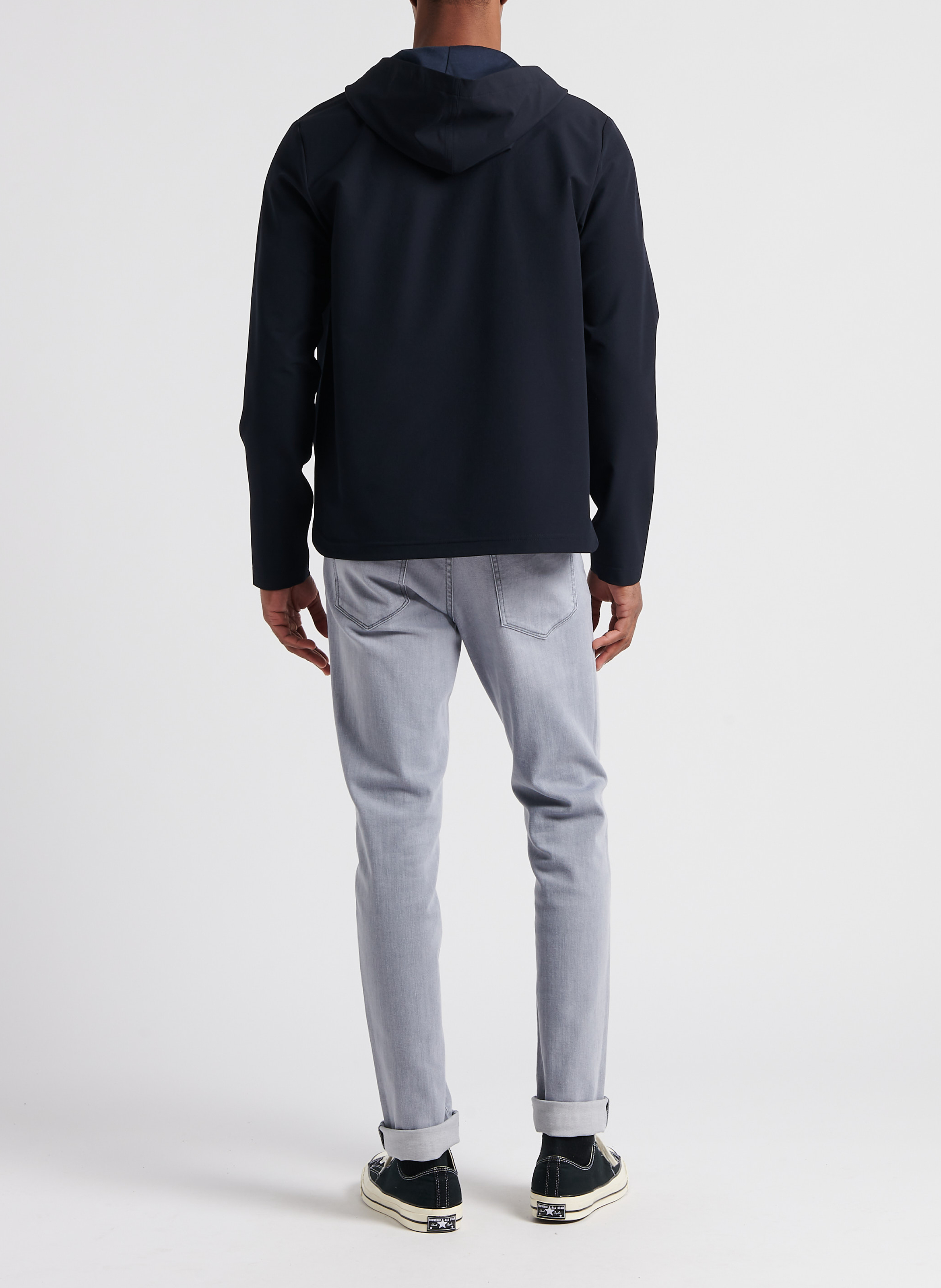 Tee-shirt col v en coton bio flammé Bleu